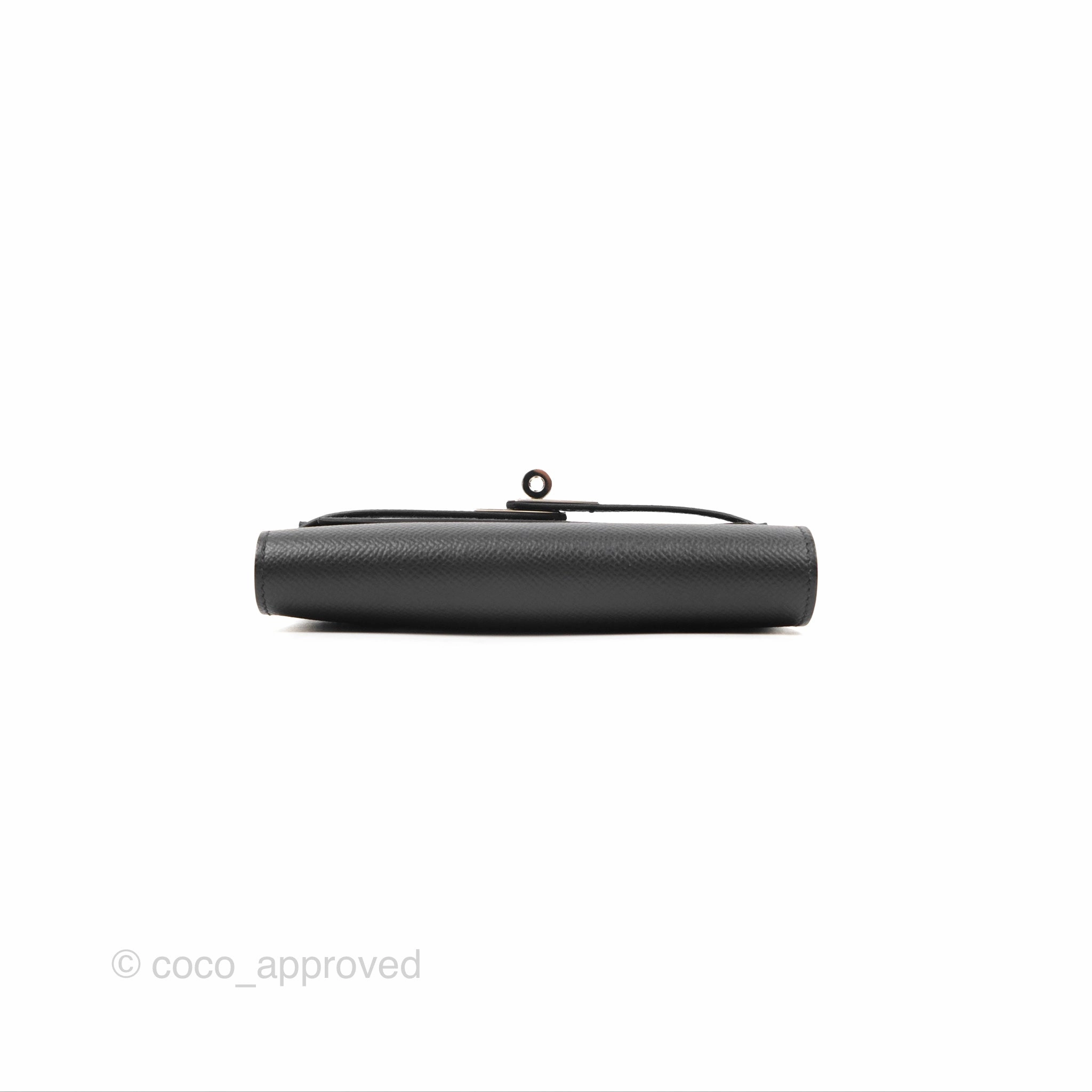 Herms Small Kelly Wallet Black Epsom Palladium Hardware