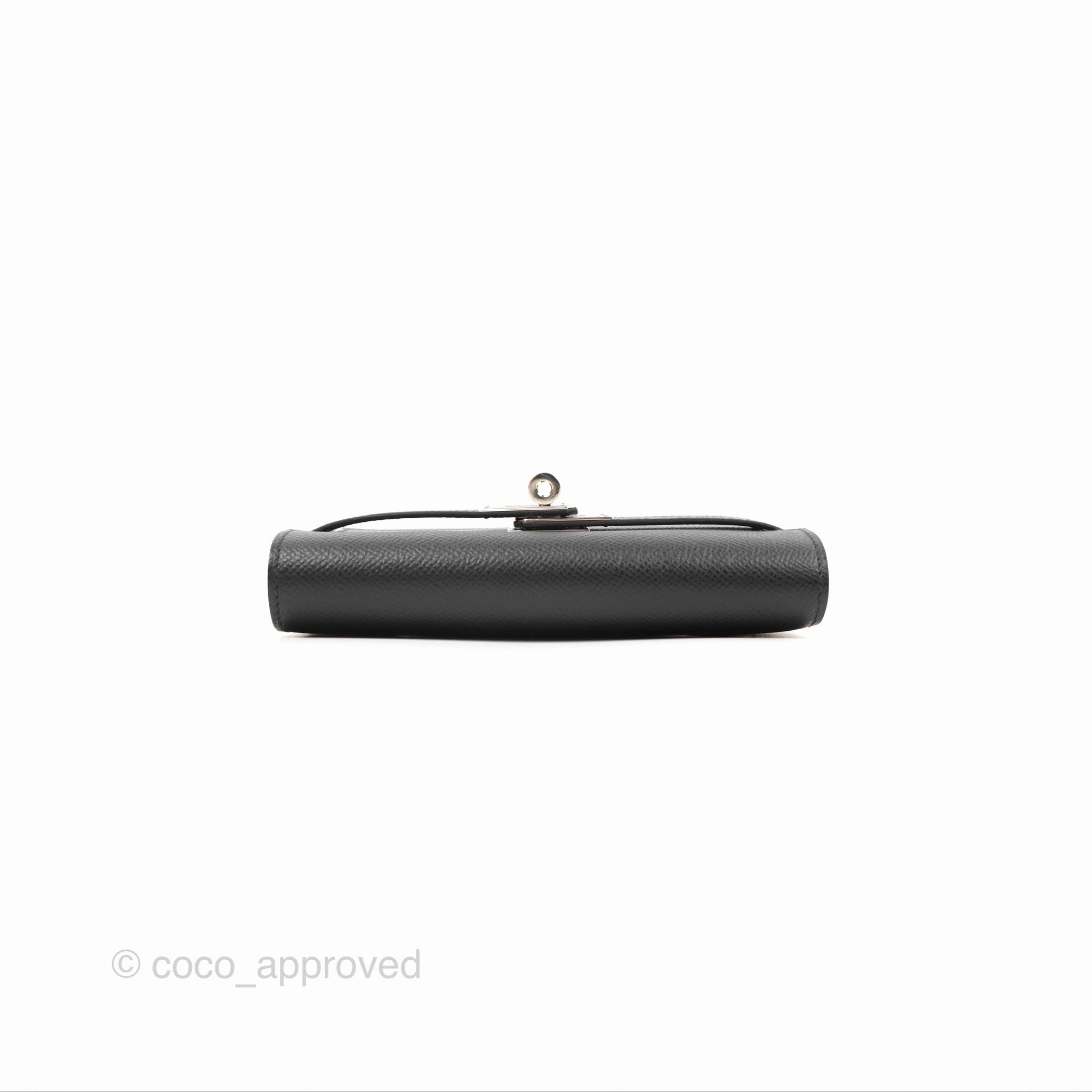 Herms Small Kelly Wallet Black Epsom Palladium Hardware
