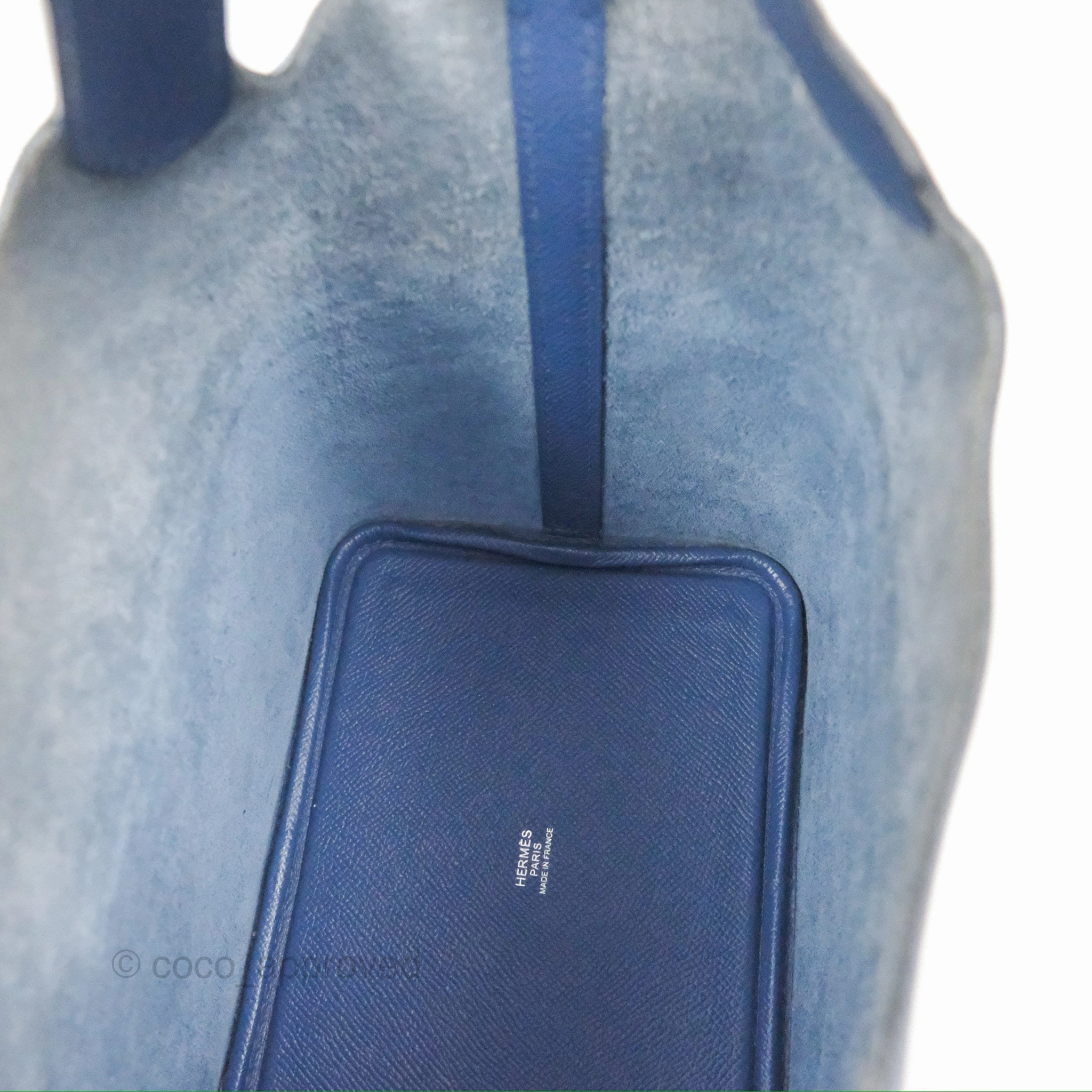 Herms Tressage De Cuir Picotin Lock 18 Bleu Encre/Brique/Black Epsom Palladium Hardware