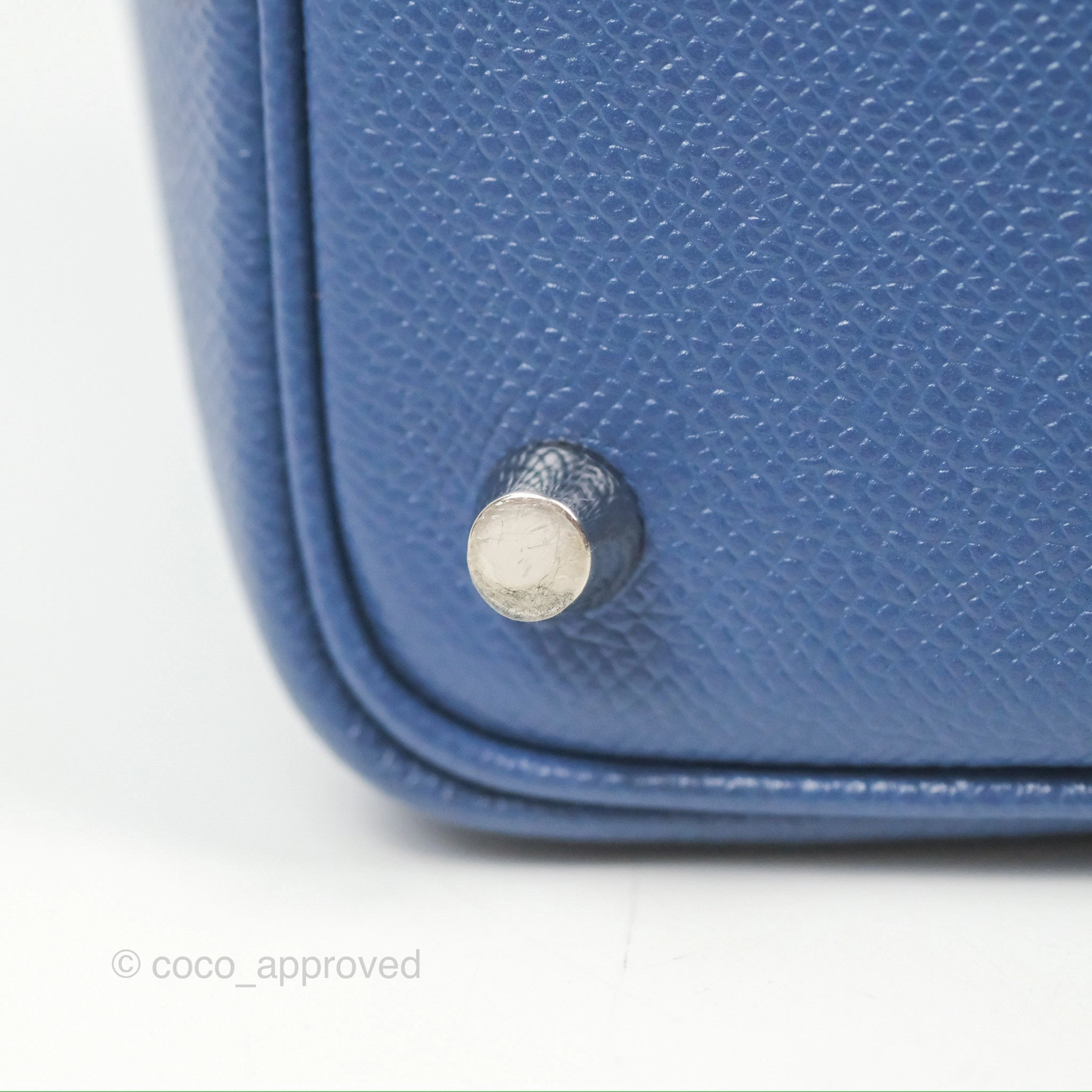 Herms Tressage De Cuir Picotin Lock 18 Bleu Encre/Brique/Black Epsom Palladium Hardware