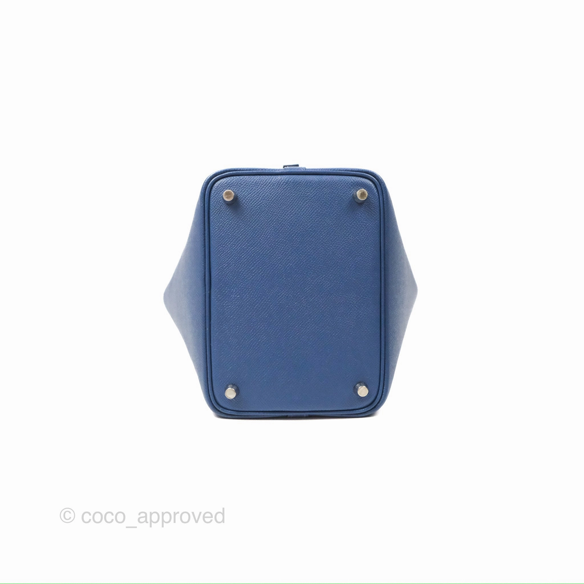 Herms Tressage De Cuir Picotin Lock 18 Bleu Encre/Brique/Black Epsom Palladium Hardware