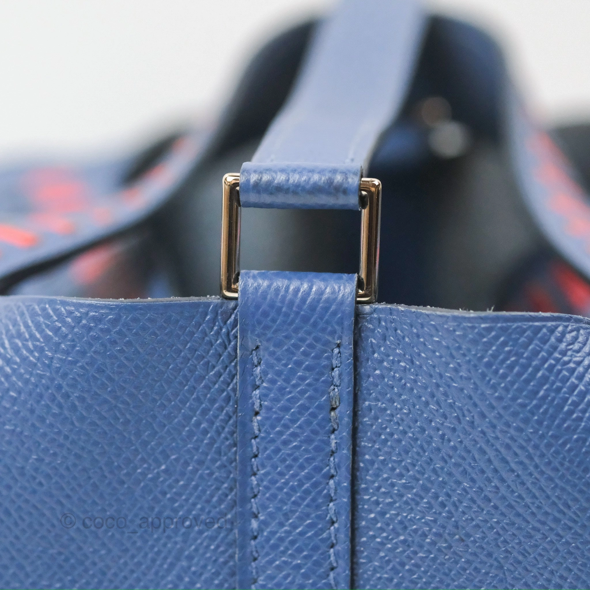 Herms Tressage De Cuir Picotin Lock 18 Bleu Encre/Brique/Black Epsom Palladium Hardware
