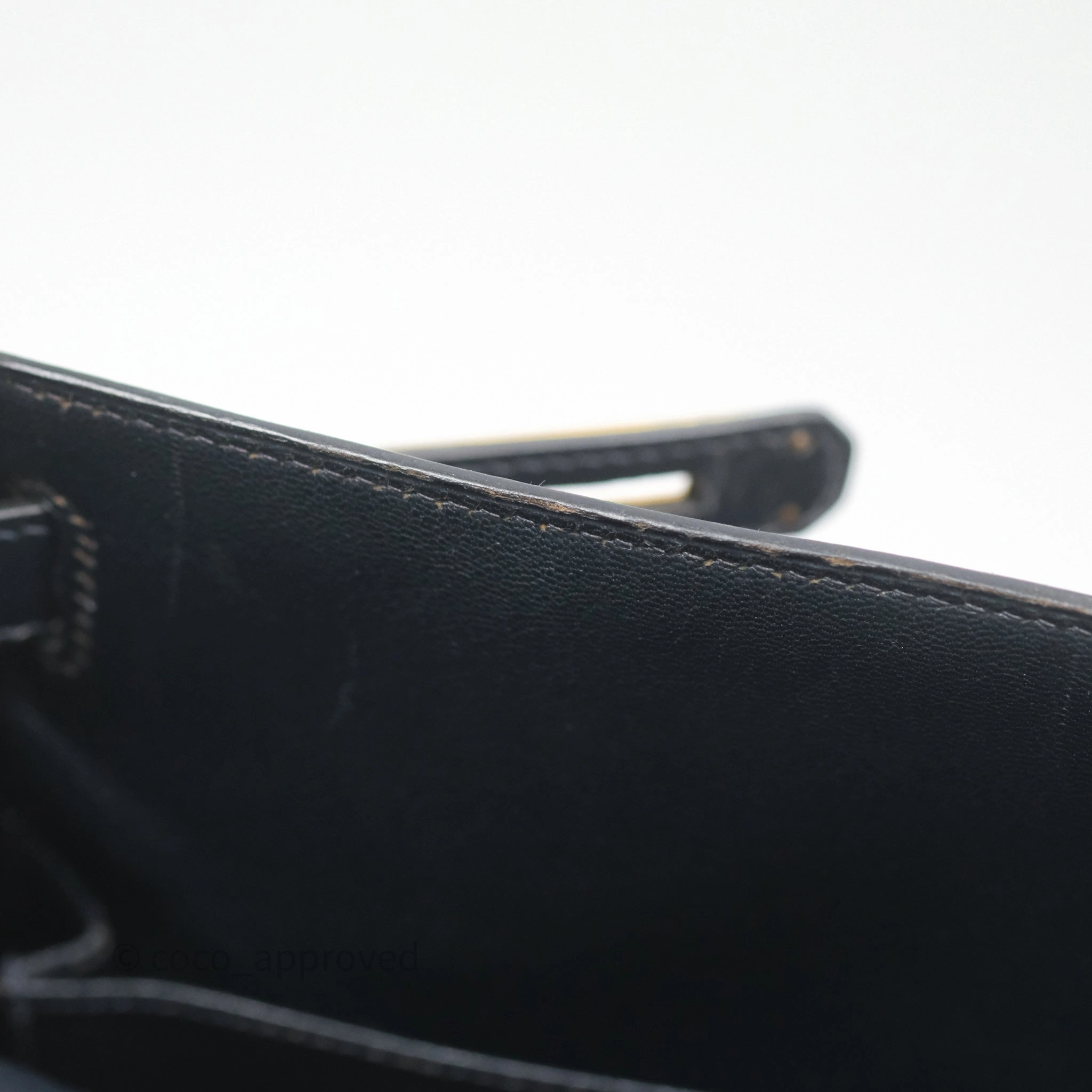 Herms Vintage Kelly 28 Retourn Navy Box Leather Gold Hardware