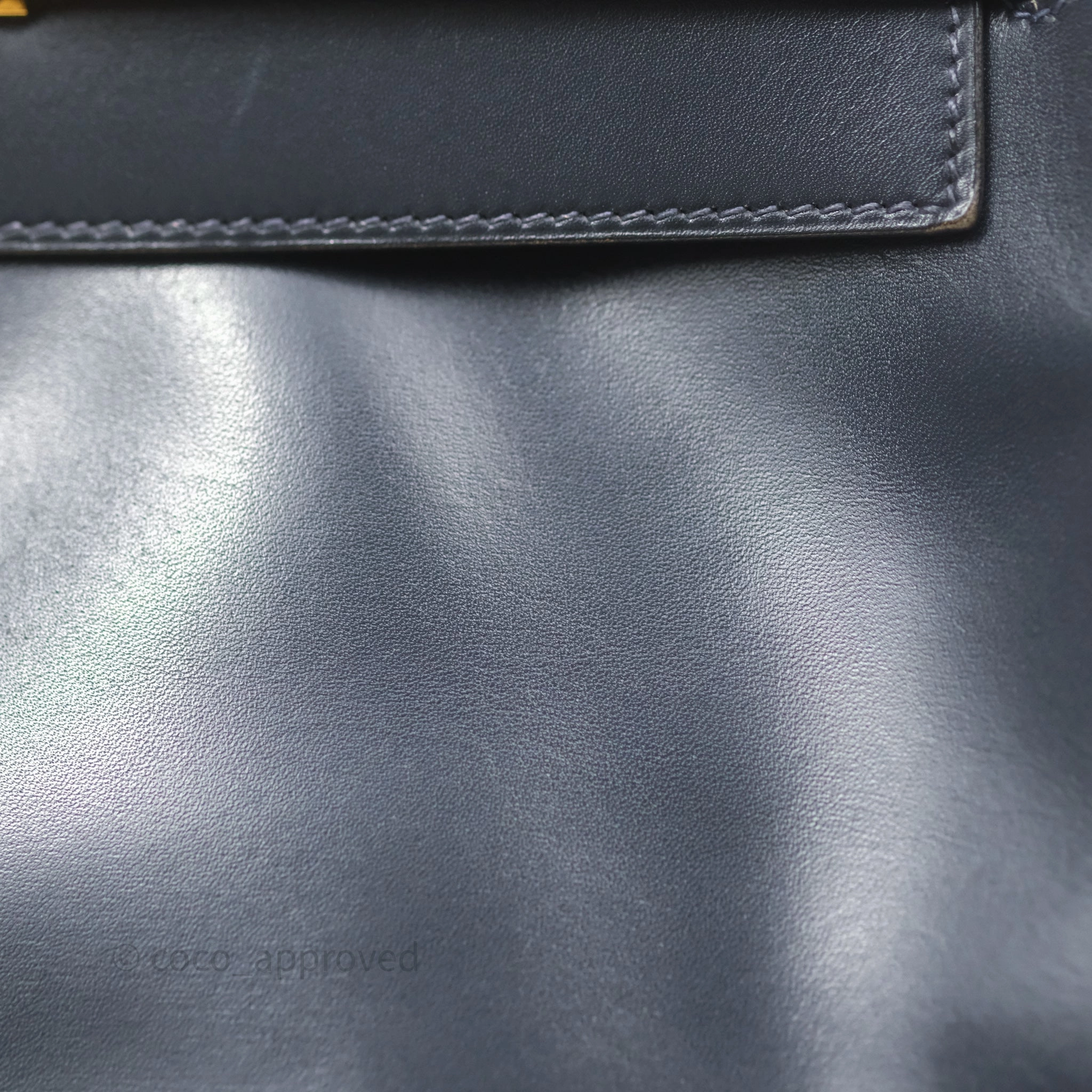 Herms Vintage Kelly 28 Retourn Navy Box Leather Gold Hardware