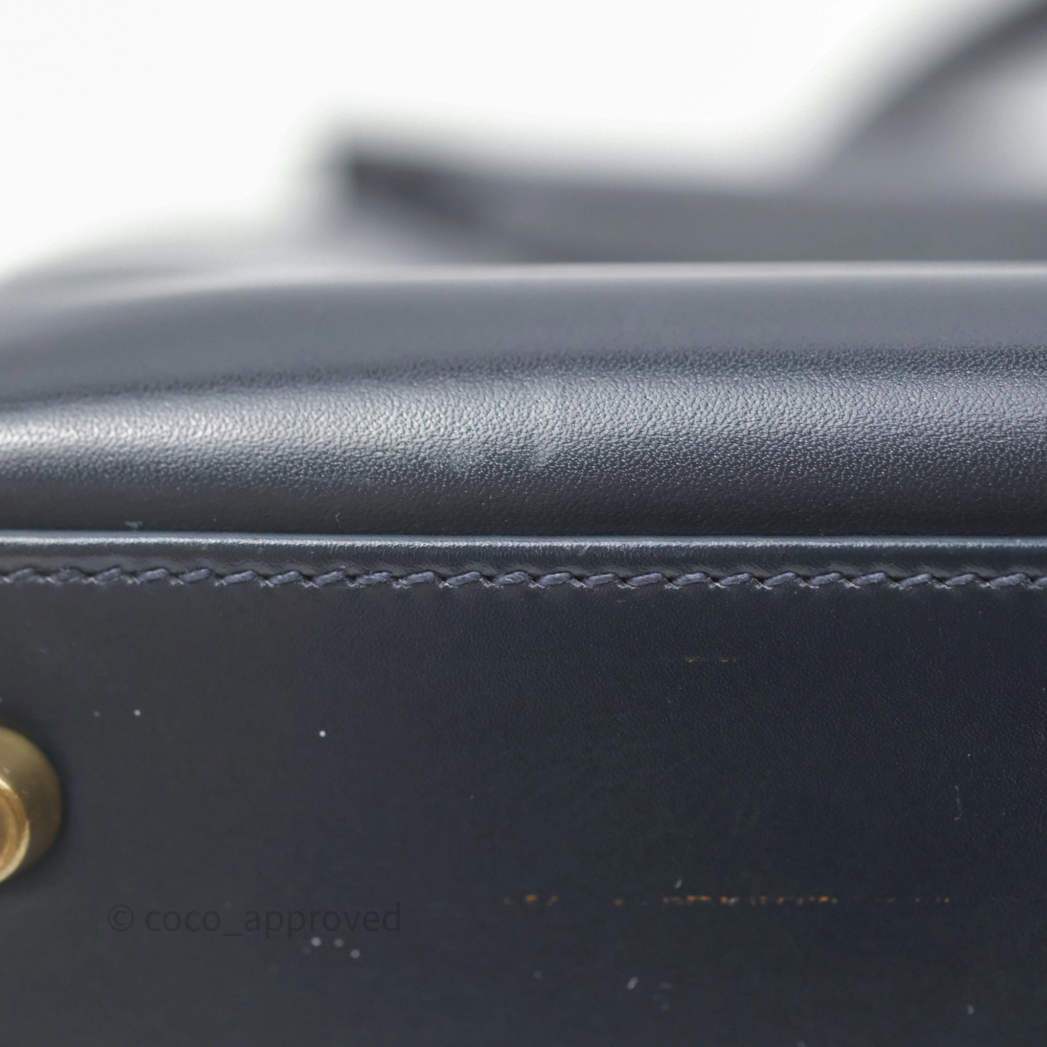 Herms Vintage Kelly 28 Retourn Navy Box Leather Gold Hardware