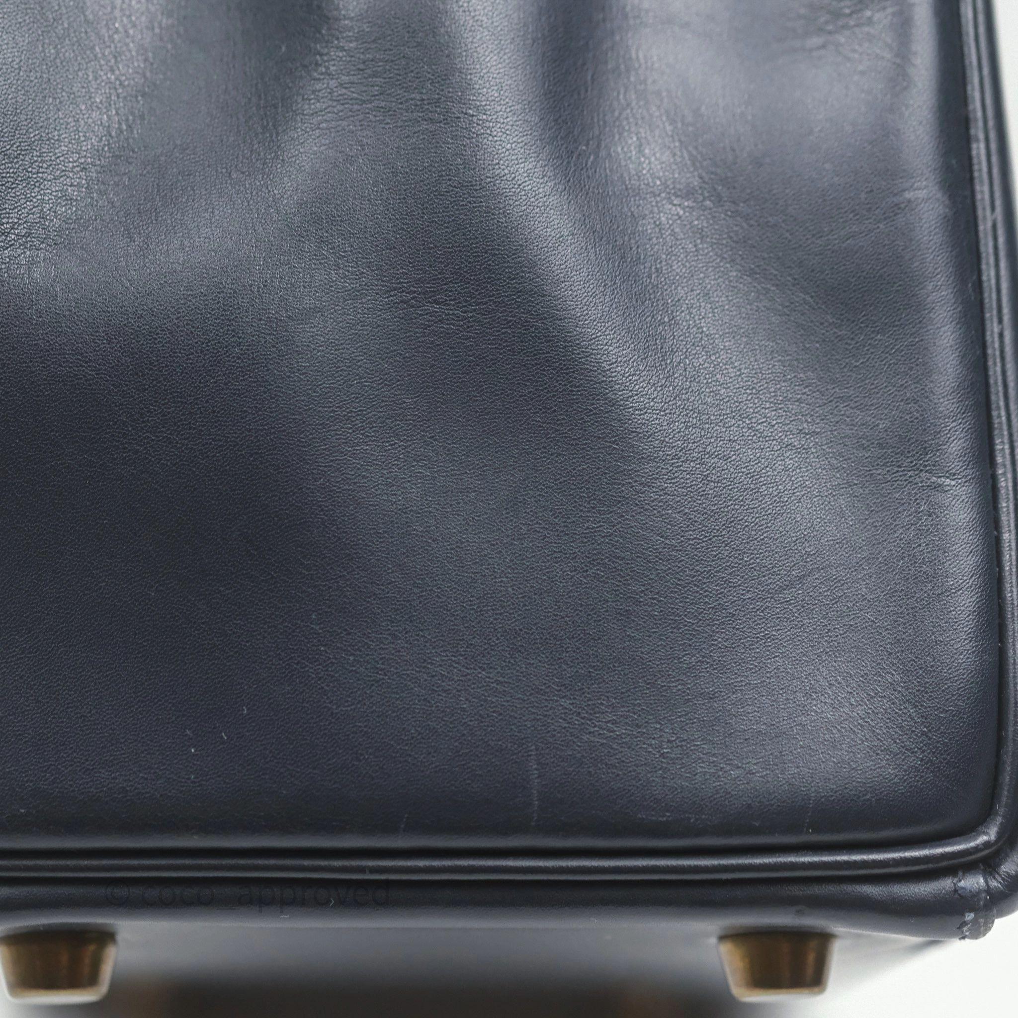 Herms Vintage Kelly 28 Retourn Navy Box Leather Gold Hardware
