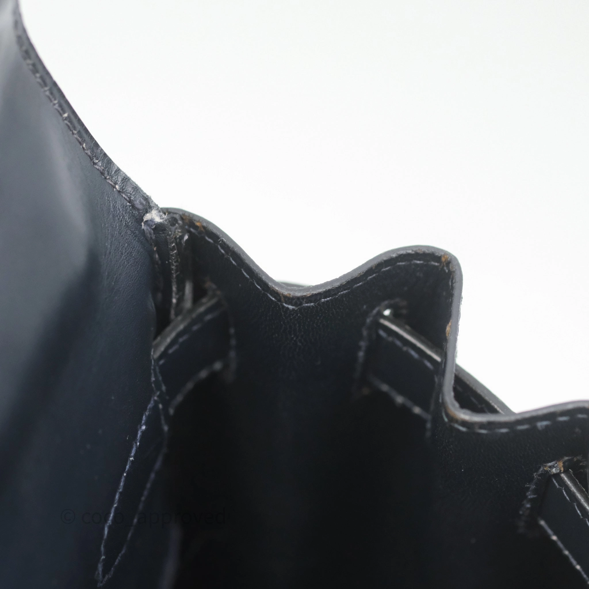 Herms Vintage Kelly 28 Retourn Navy Box Leather Gold Hardware