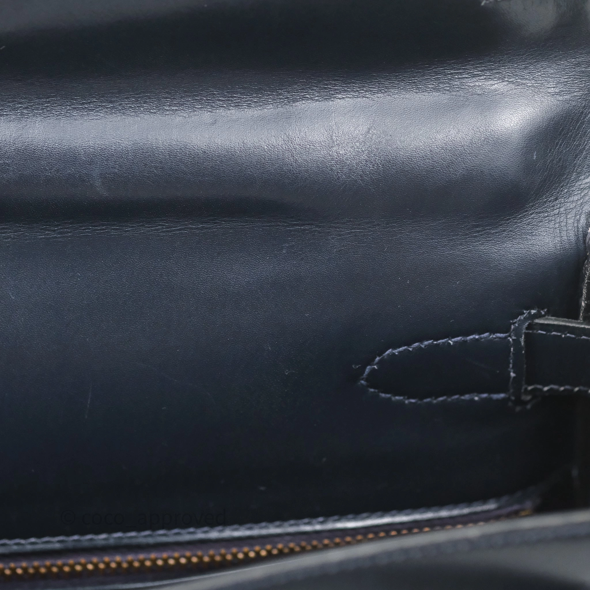 Herms Vintage Kelly 28 Retourn Navy Box Leather Gold Hardware