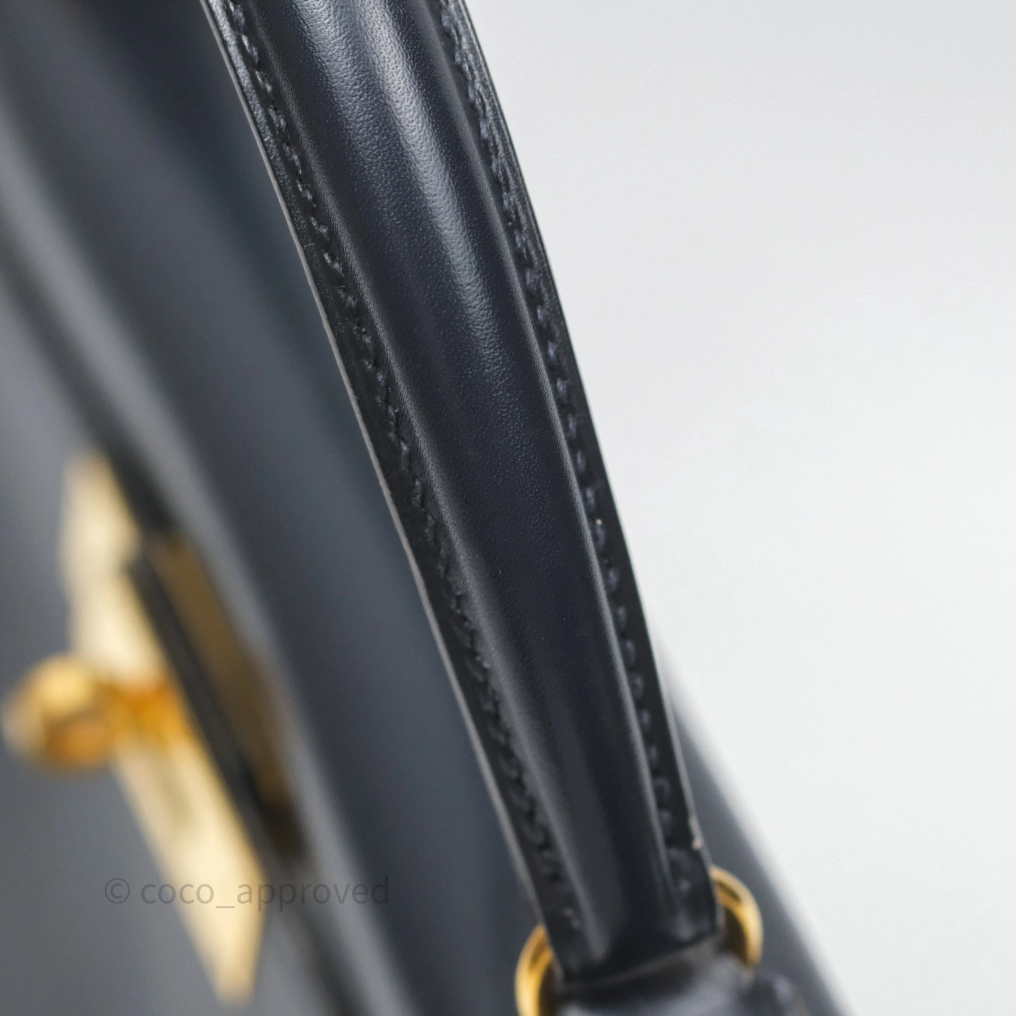 Herms Vintage Kelly 28 Retourn Navy Box Leather Gold Hardware