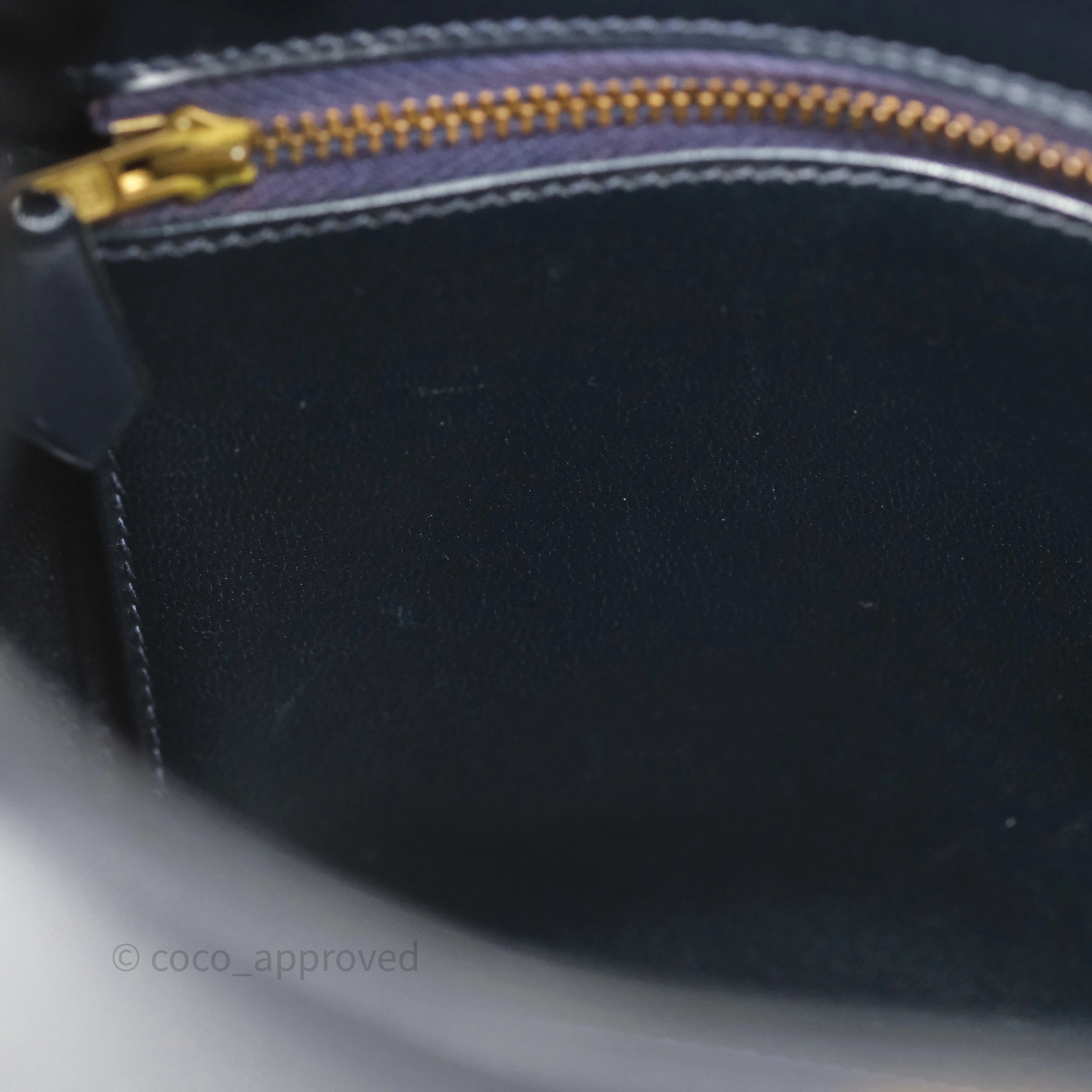 Herms Vintage Kelly 28 Retourn Navy Box Leather Gold Hardware