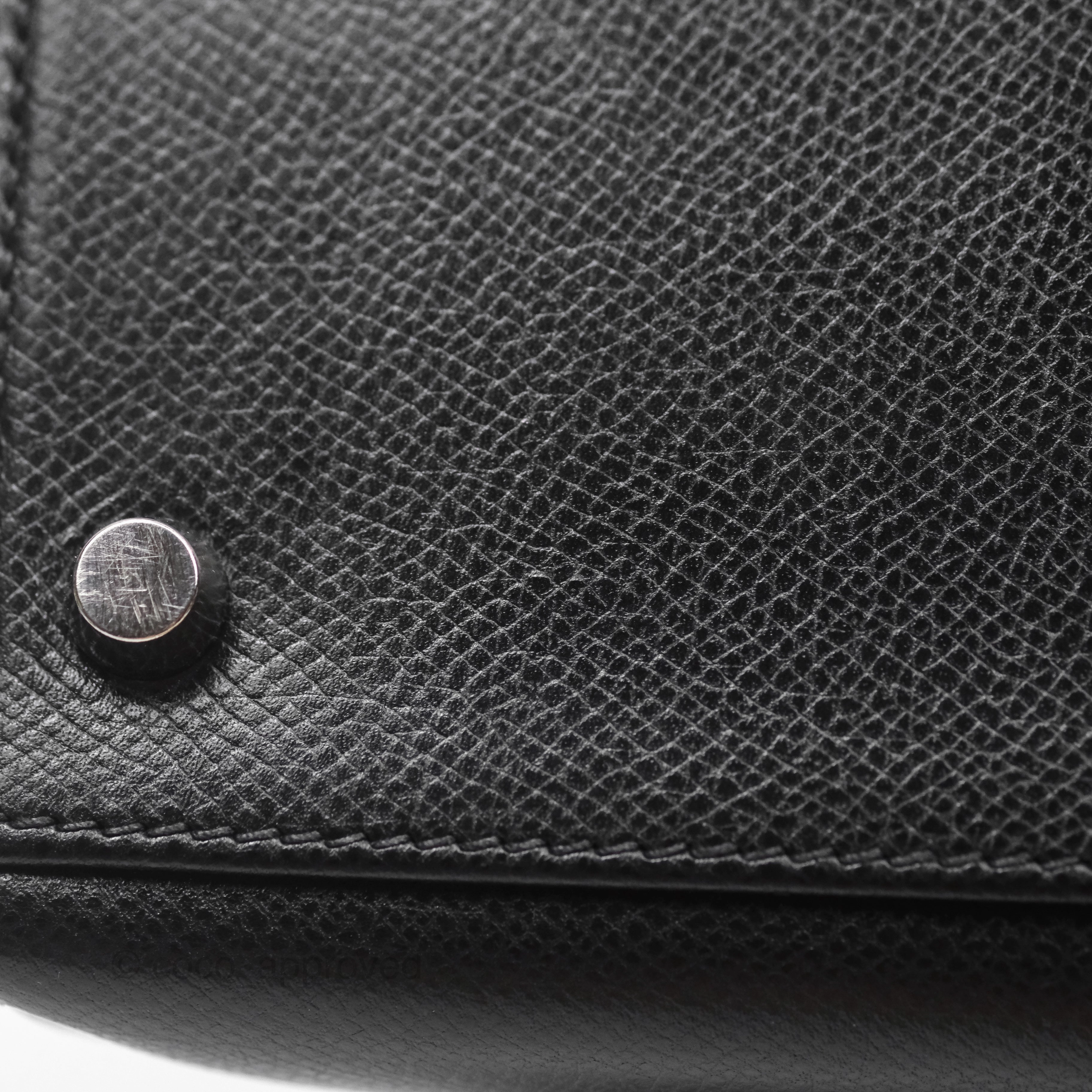 Herms Vintage Kelly 28 Sellier Noir 89 Courchevel Palladium Hardware