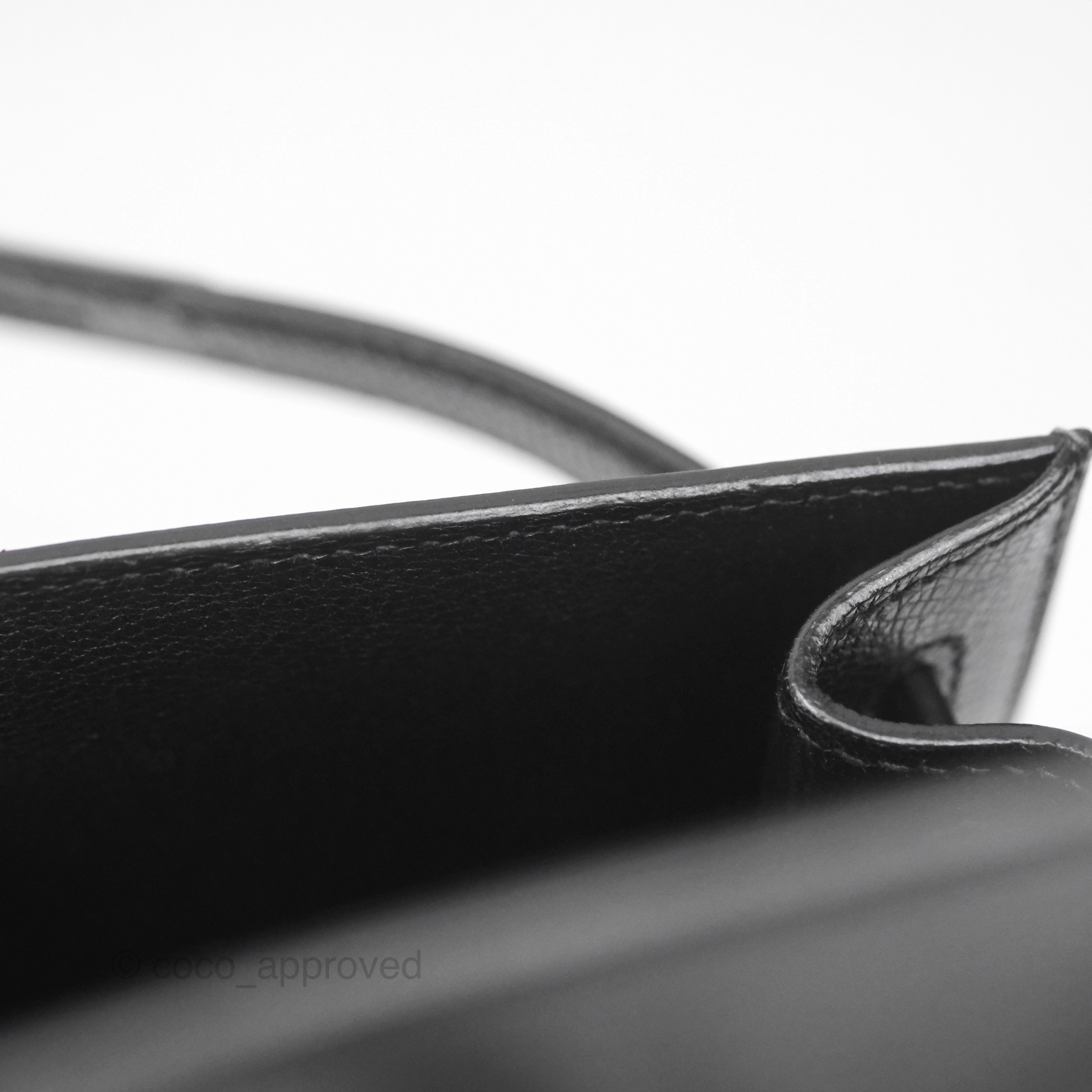 Herms Vintage Kelly 28 Sellier Noir 89 Courchevel Palladium Hardware