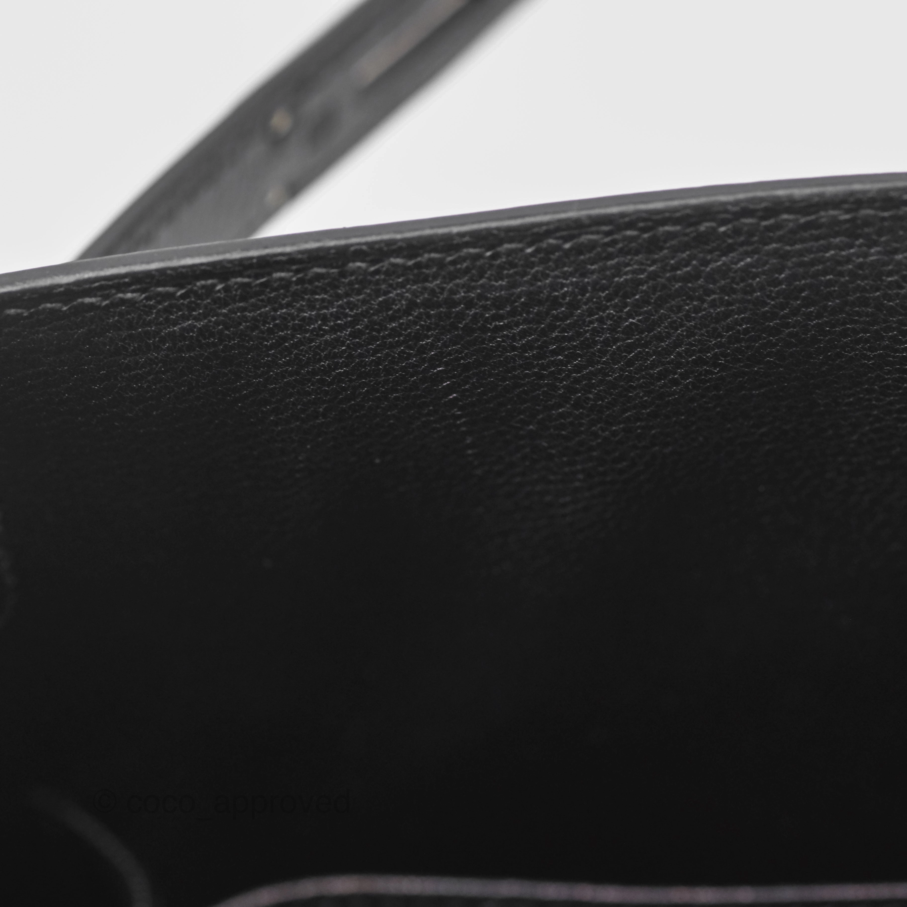 Herms Vintage Kelly 28 Sellier Noir 89 Courchevel Palladium Hardware