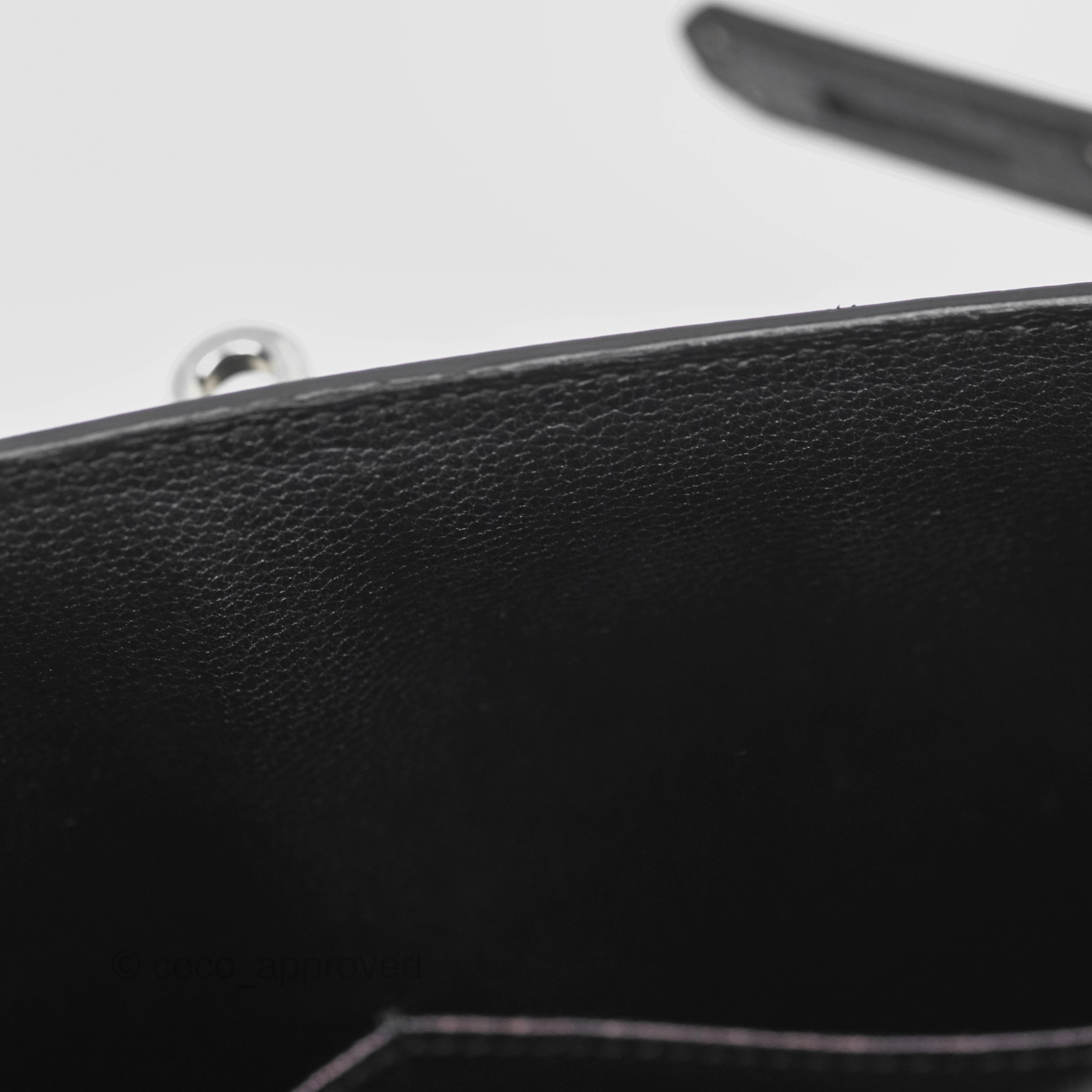 Herms Vintage Kelly 28 Sellier Noir 89 Courchevel Palladium Hardware