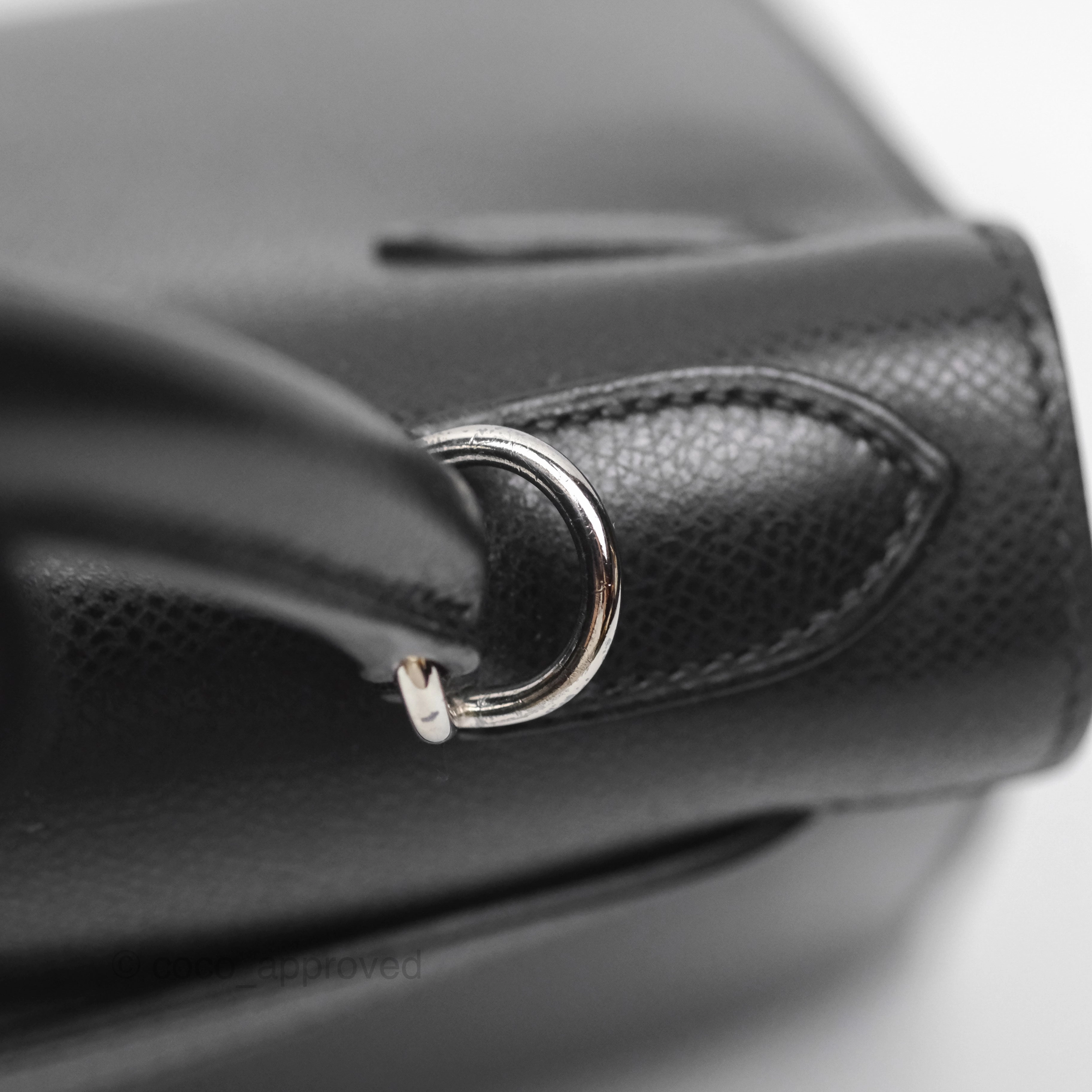 Herms Vintage Kelly 28 Sellier Noir 89 Courchevel Palladium Hardware