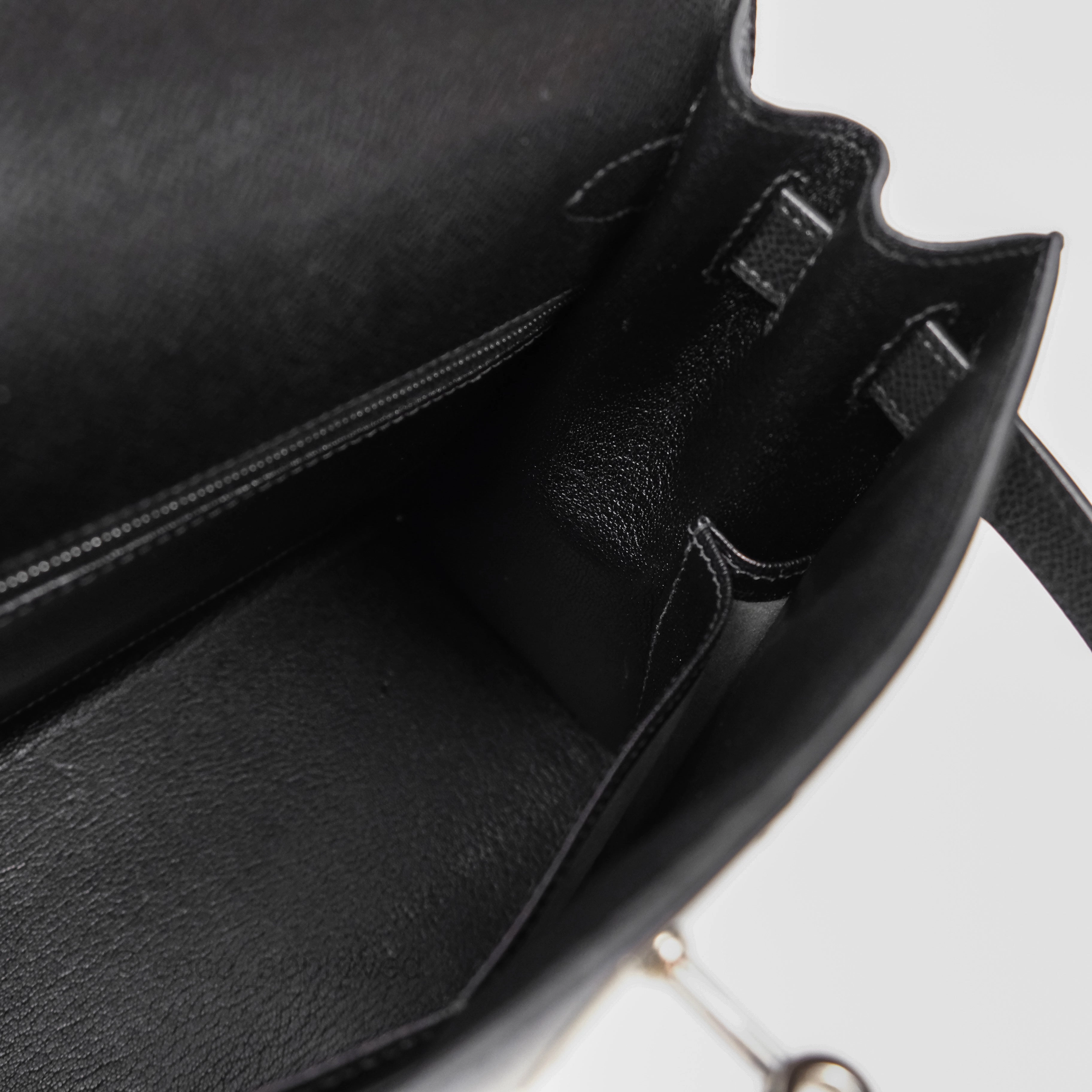Herms Vintage Kelly 28 Sellier Noir 89 Courchevel Palladium Hardware
