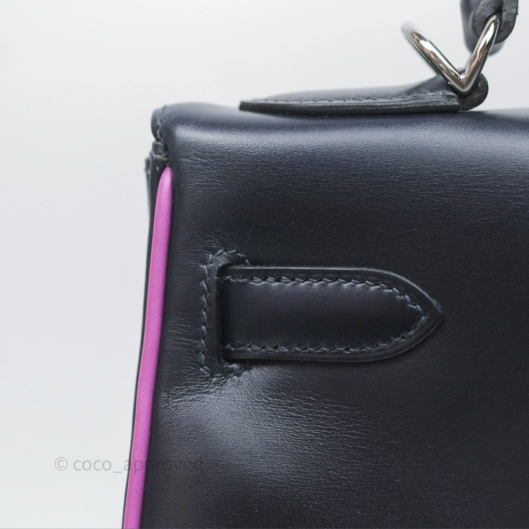 Herms Vintage Kelly 32 Retourn Navy/Purple Box Leather Palladium Hardware
