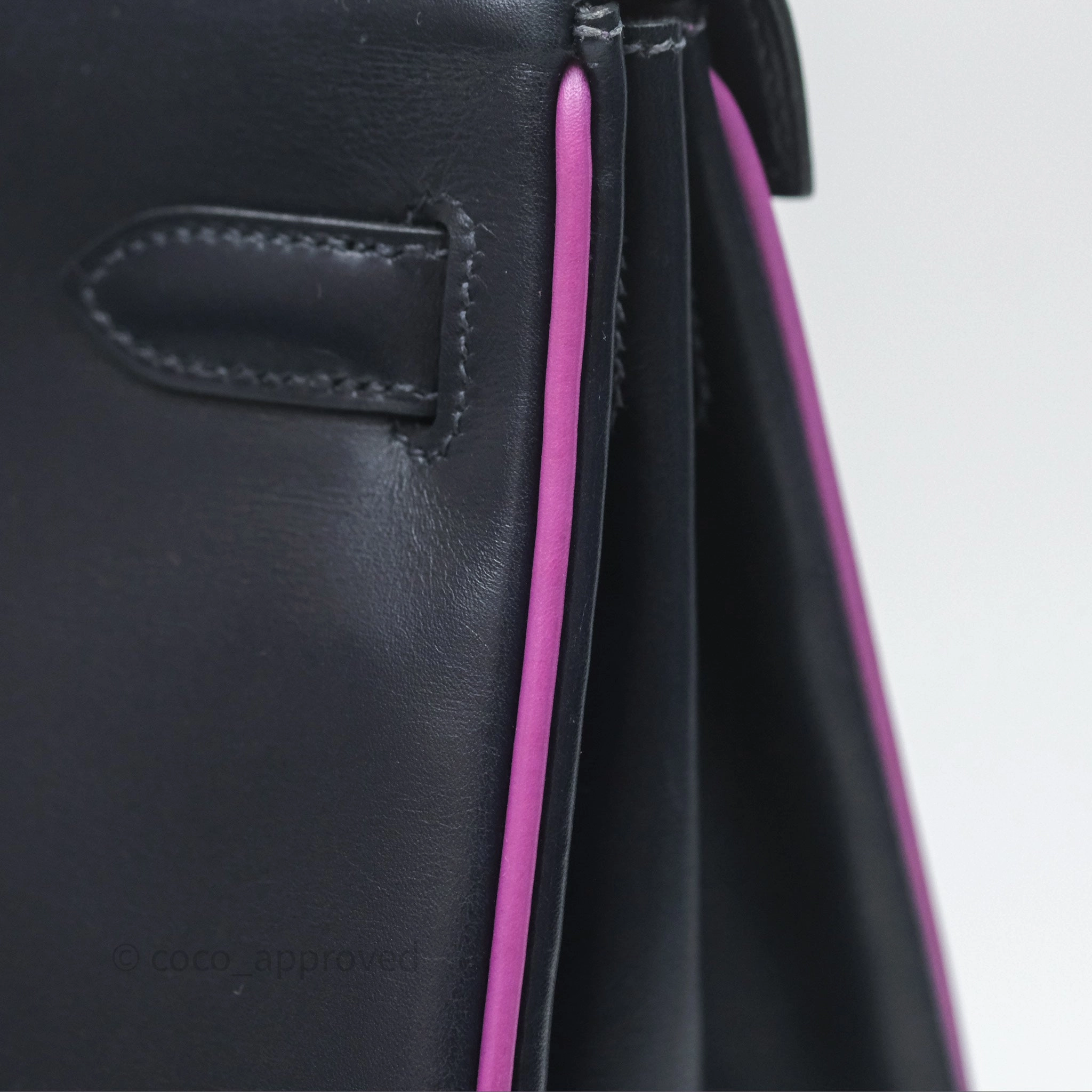 Herms Vintage Kelly 32 Retourn Navy/Purple Box Leather Palladium Hardware