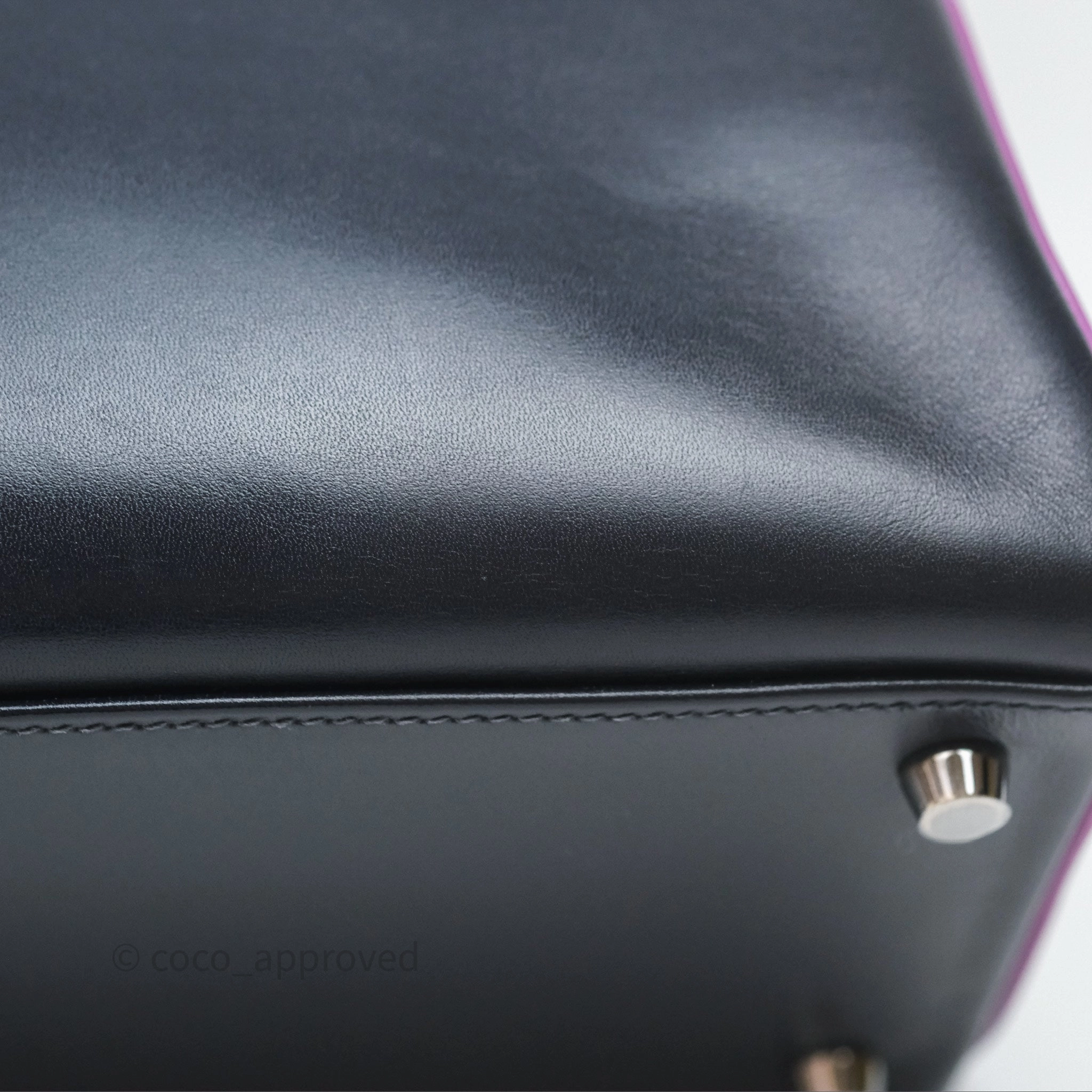 Herms Vintage Kelly 32 Retourn Navy/Purple Box Leather Palladium Hardware