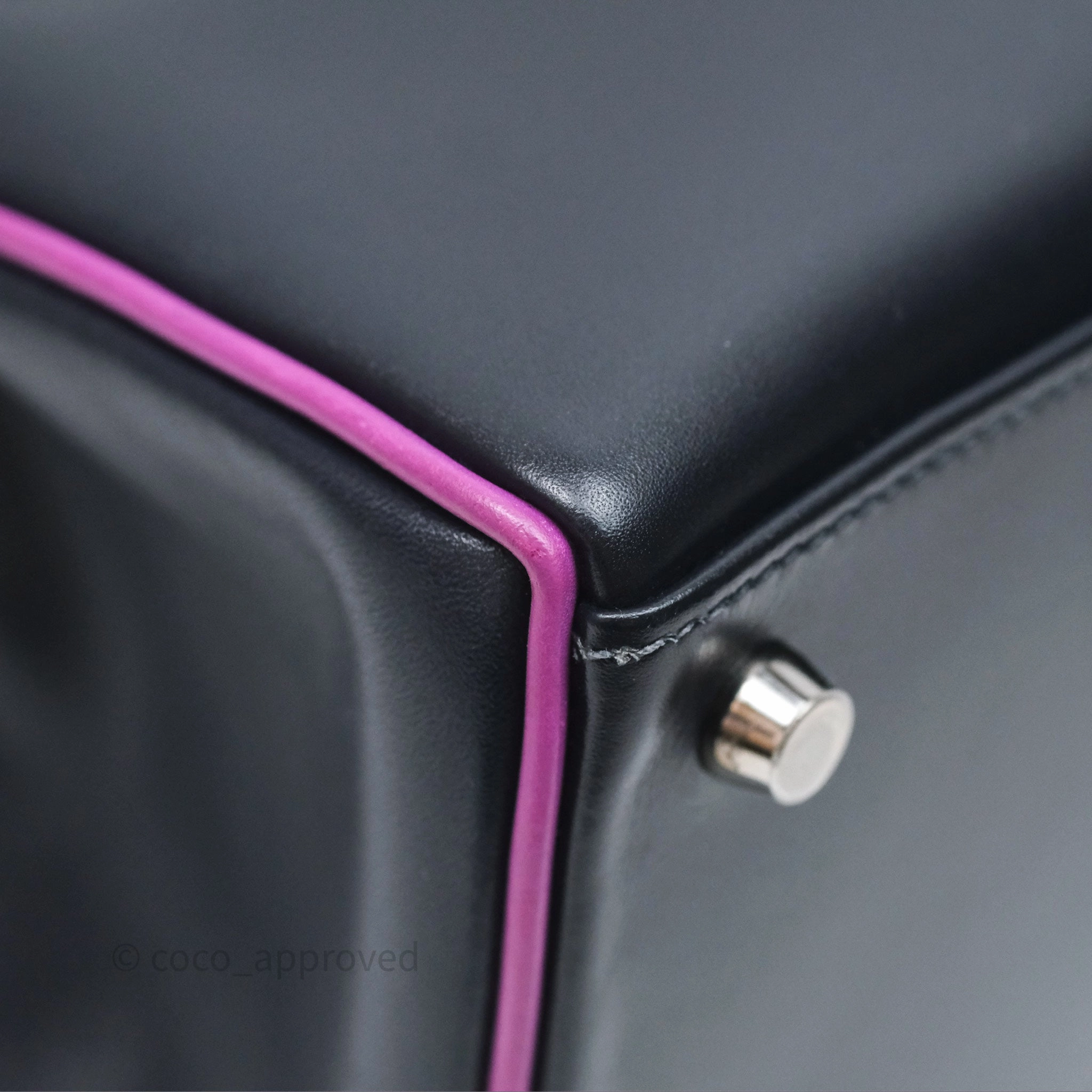 Herms Vintage Kelly 32 Retourn Navy/Purple Box Leather Palladium Hardware