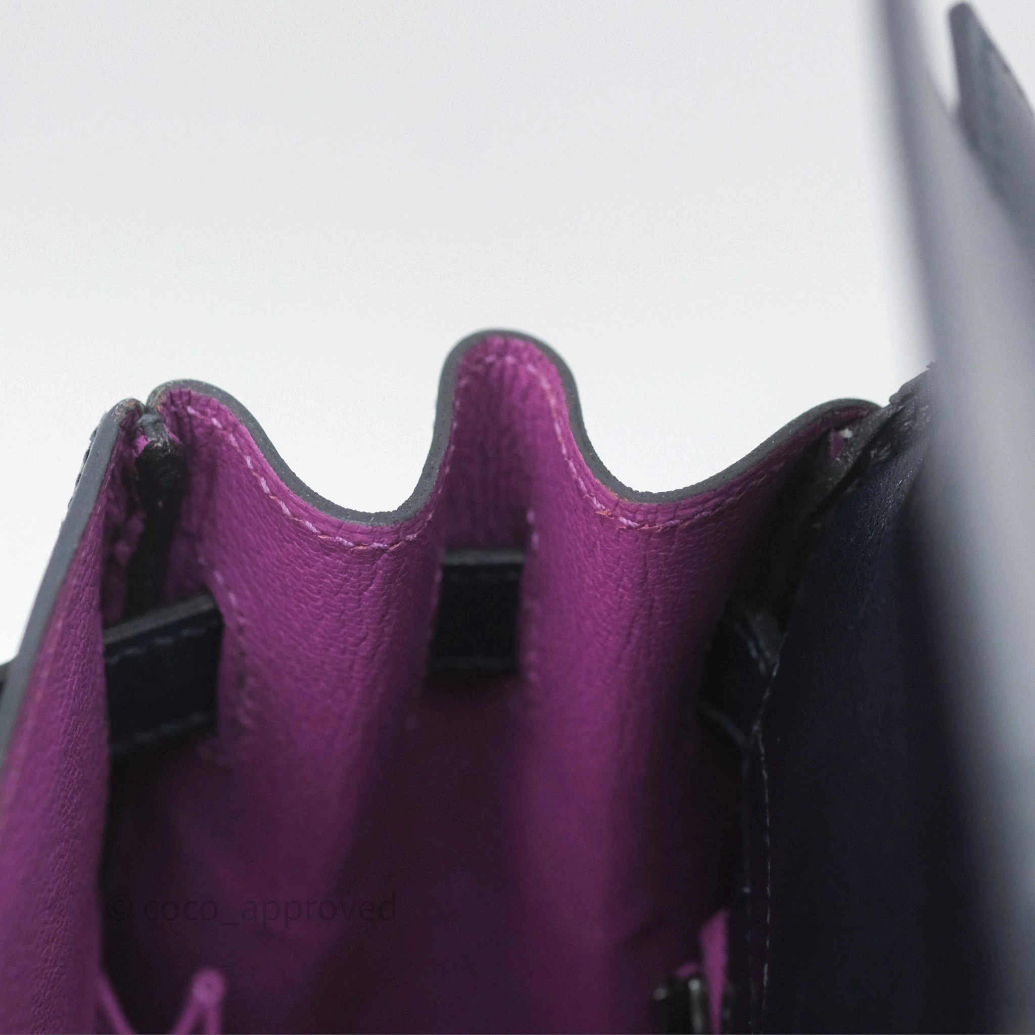 Herms Vintage Kelly 32 Retourn Navy/Purple Box Leather Palladium Hardware