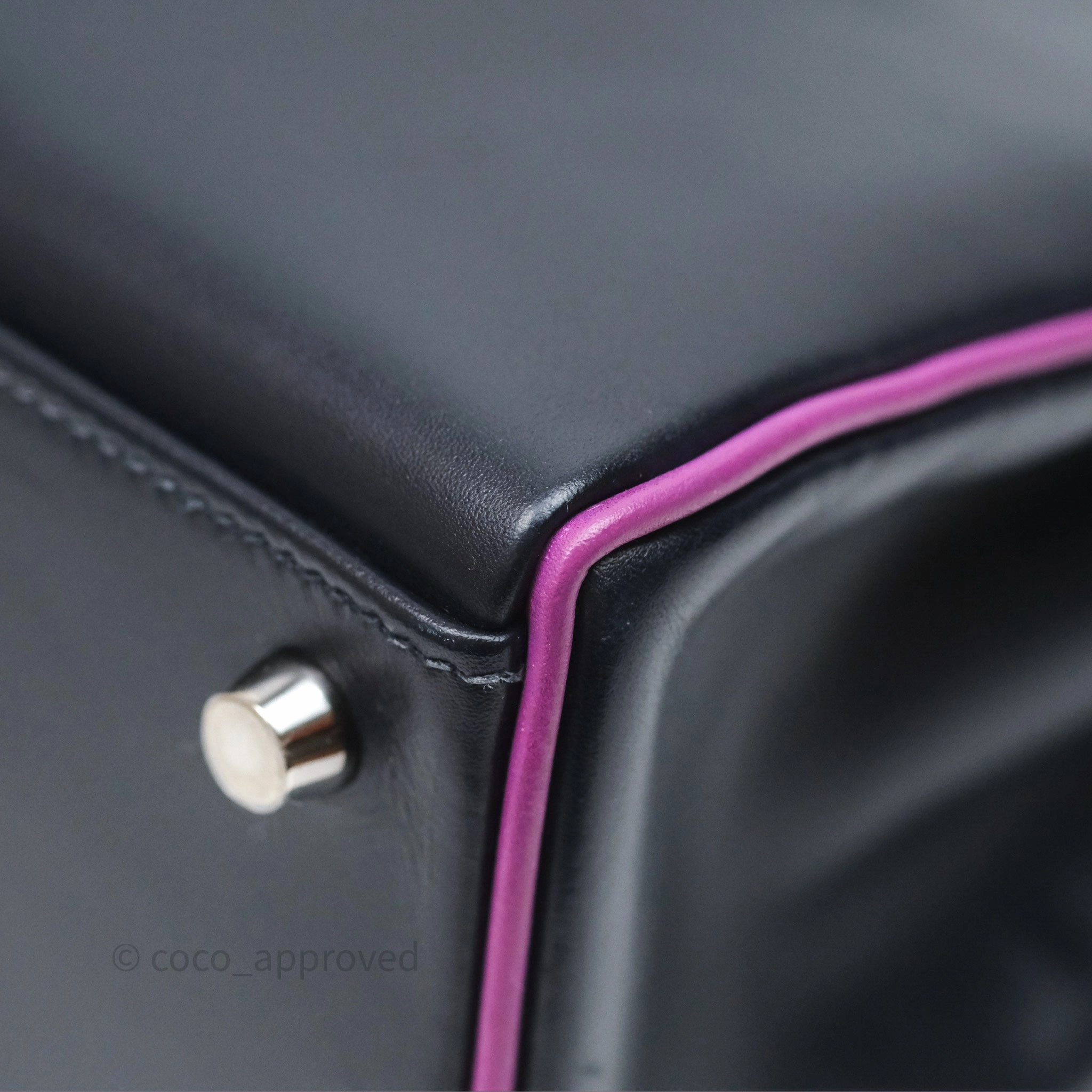 Herms Vintage Kelly 32 Retourn Navy/Purple Box Leather Palladium Hardware