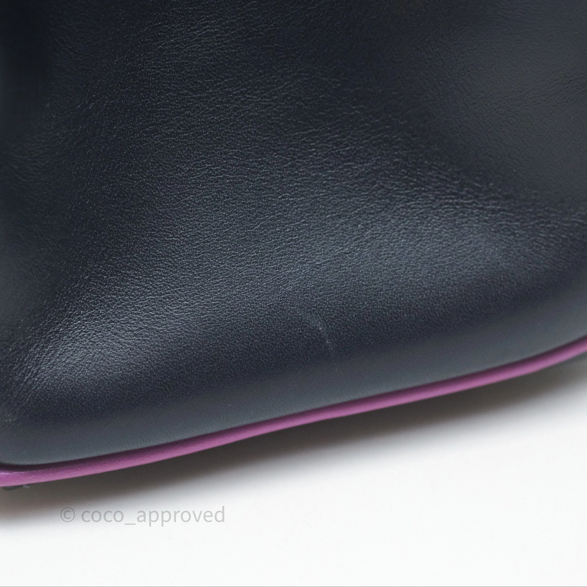 Herms Vintage Kelly 32 Retourn Navy/Purple Box Leather Palladium Hardware