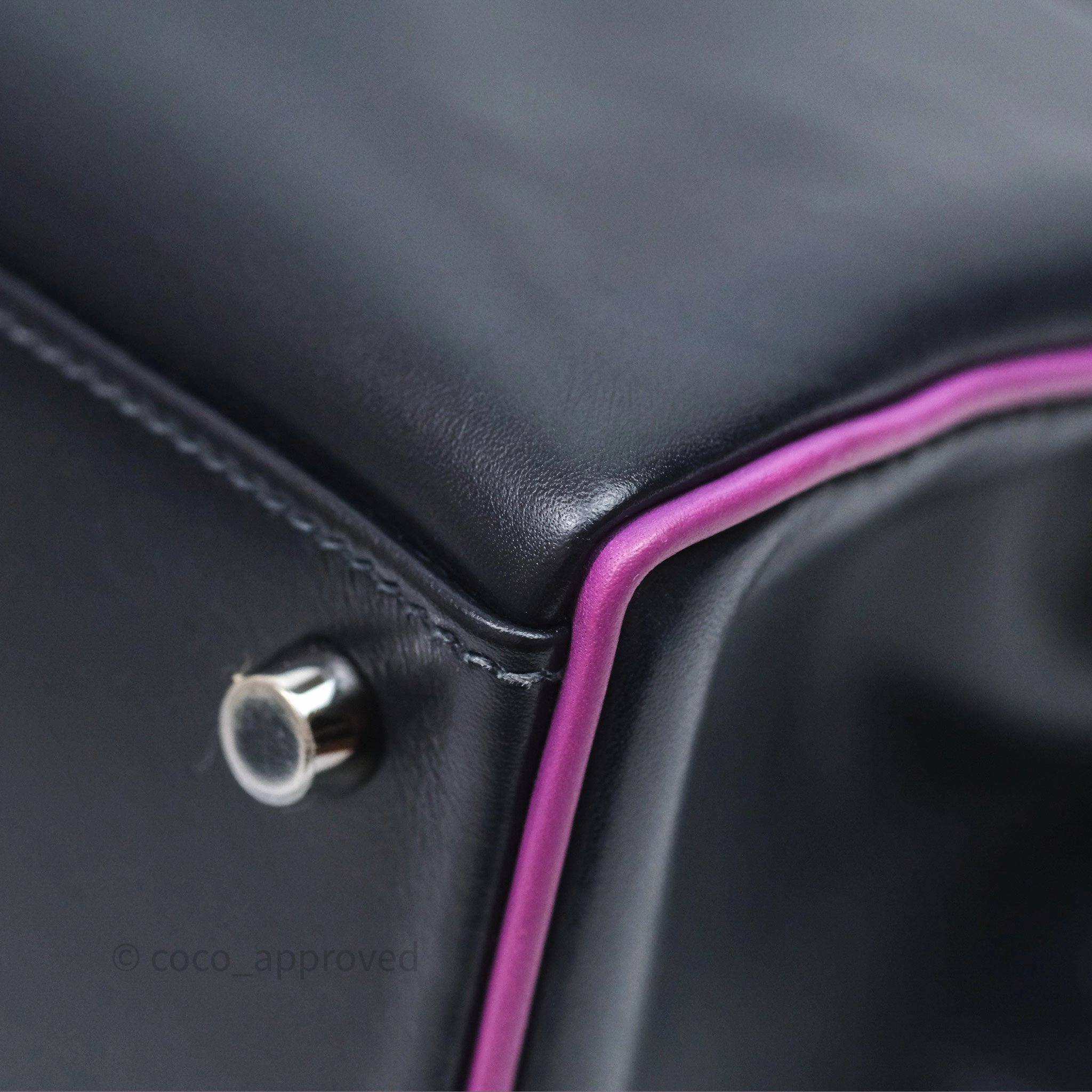 Herms Vintage Kelly 32 Retourn Navy/Purple Box Leather Palladium Hardware