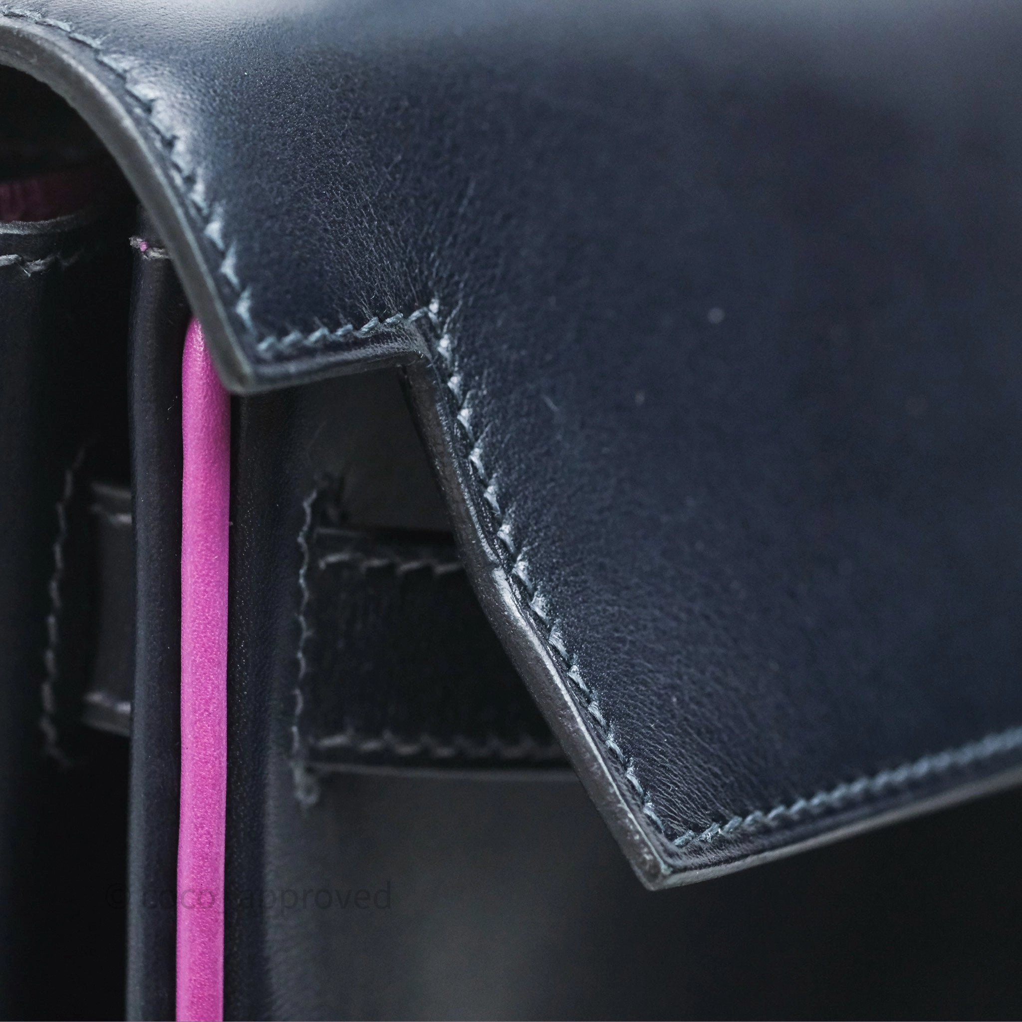Herms Vintage Kelly 32 Retourn Navy/Purple Box Leather Palladium Hardware