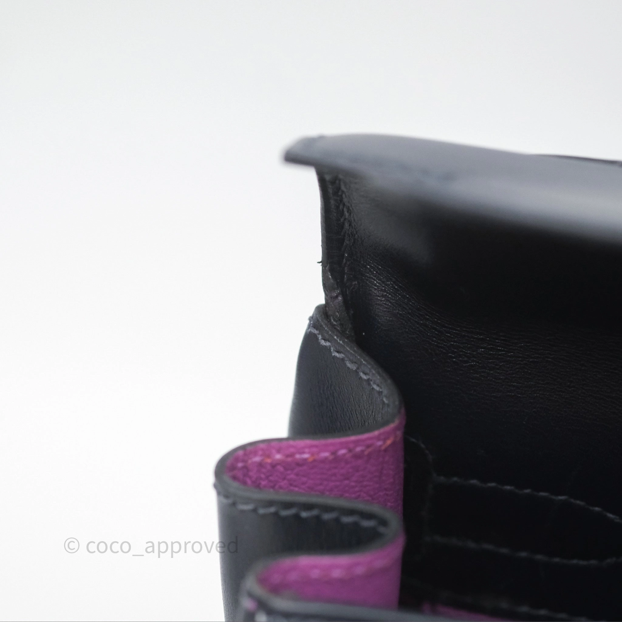 Herms Vintage Kelly 32 Retourn Navy/Purple Box Leather Palladium Hardware