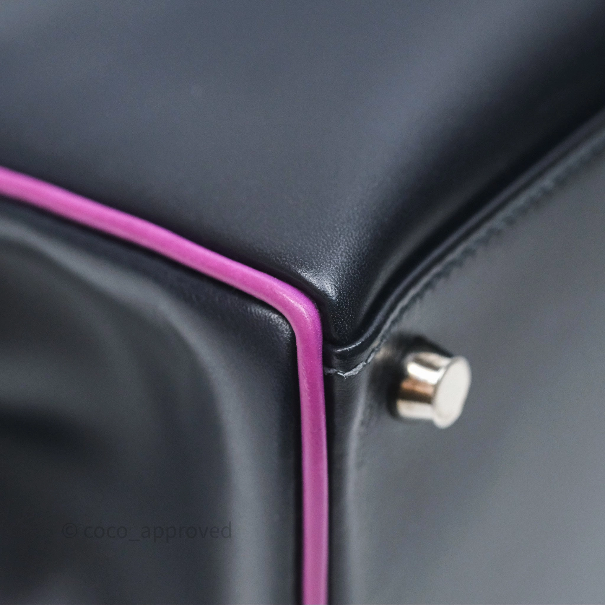 Herms Vintage Kelly 32 Retourn Navy/Purple Box Leather Palladium Hardware