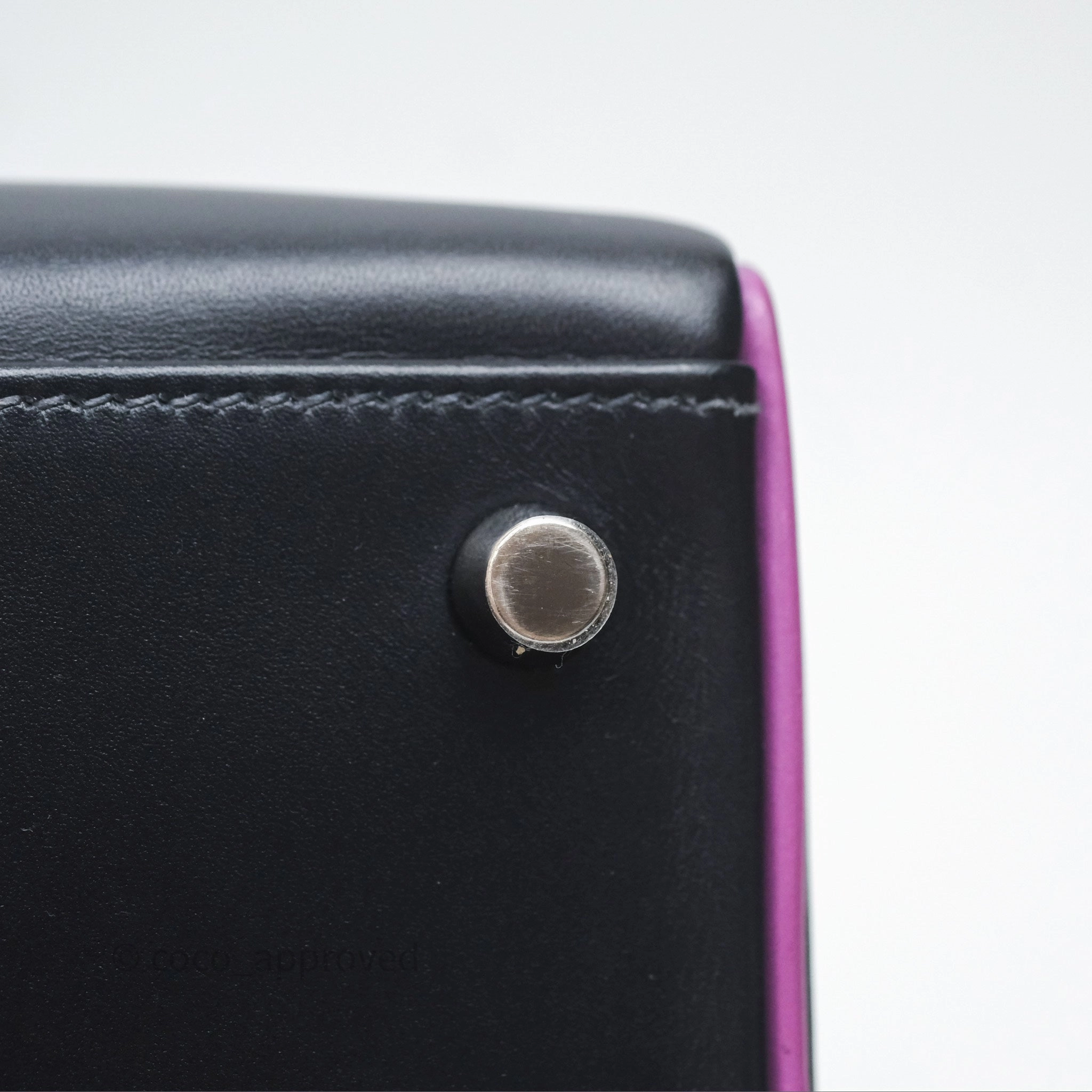 Herms Vintage Kelly 32 Retourn Navy/Purple Box Leather Palladium Hardware