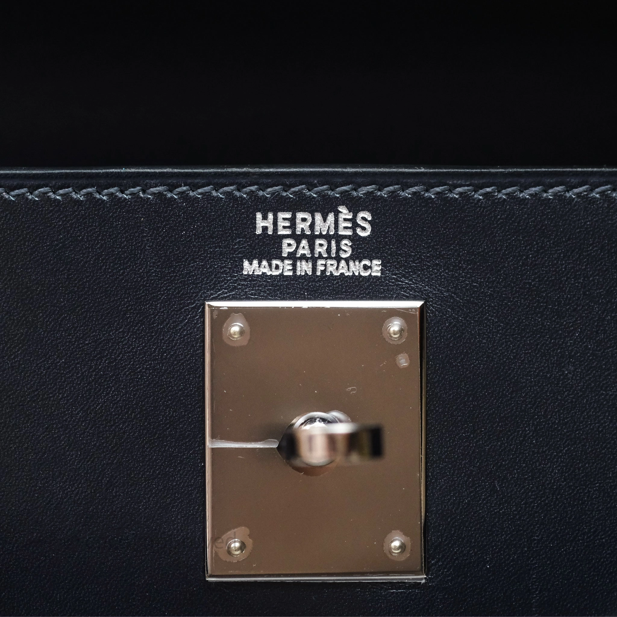 Herms Vintage Kelly 32 Retourn Navy/Purple Box Leather Palladium Hardware