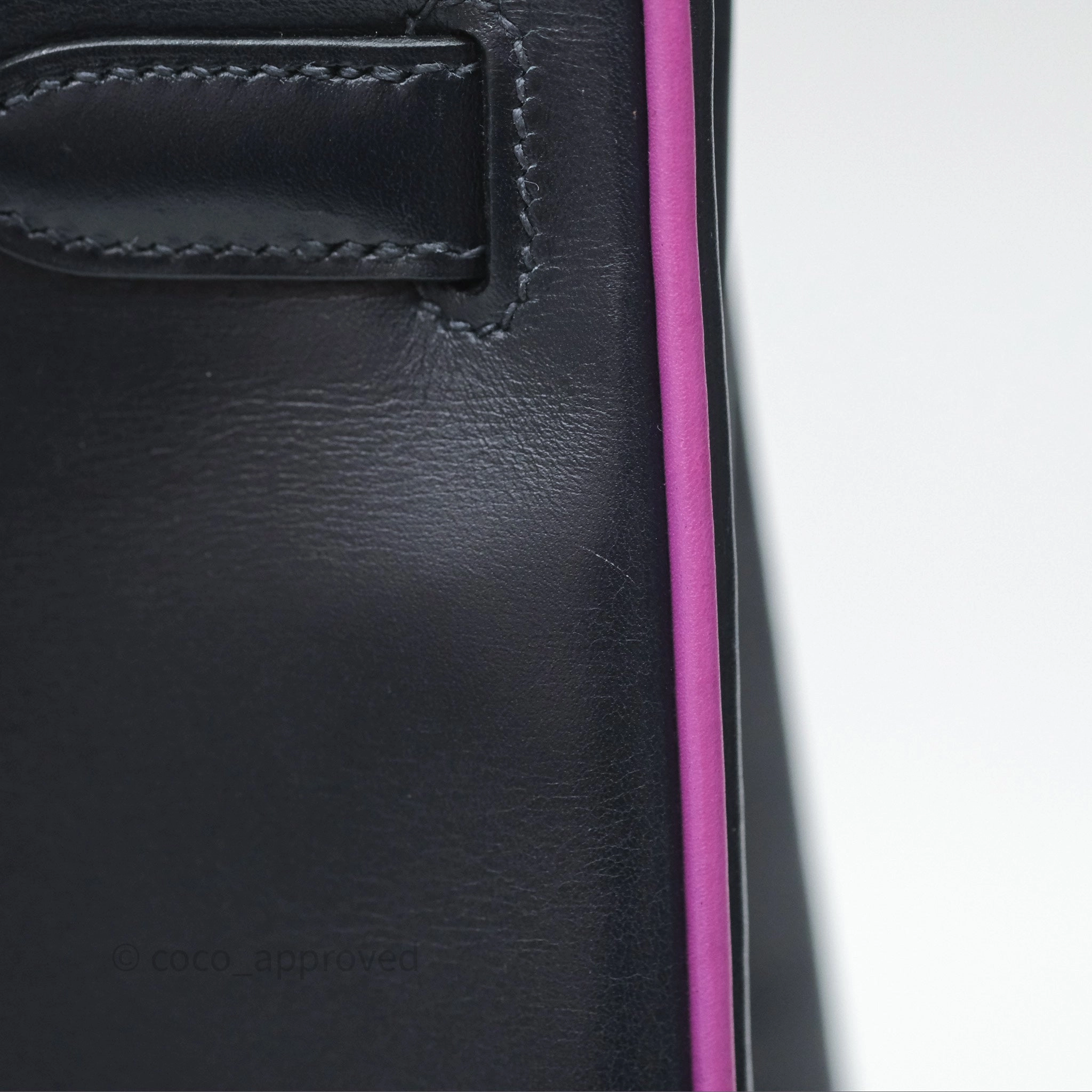 Herms Vintage Kelly 32 Retourn Navy/Purple Box Leather Palladium Hardware