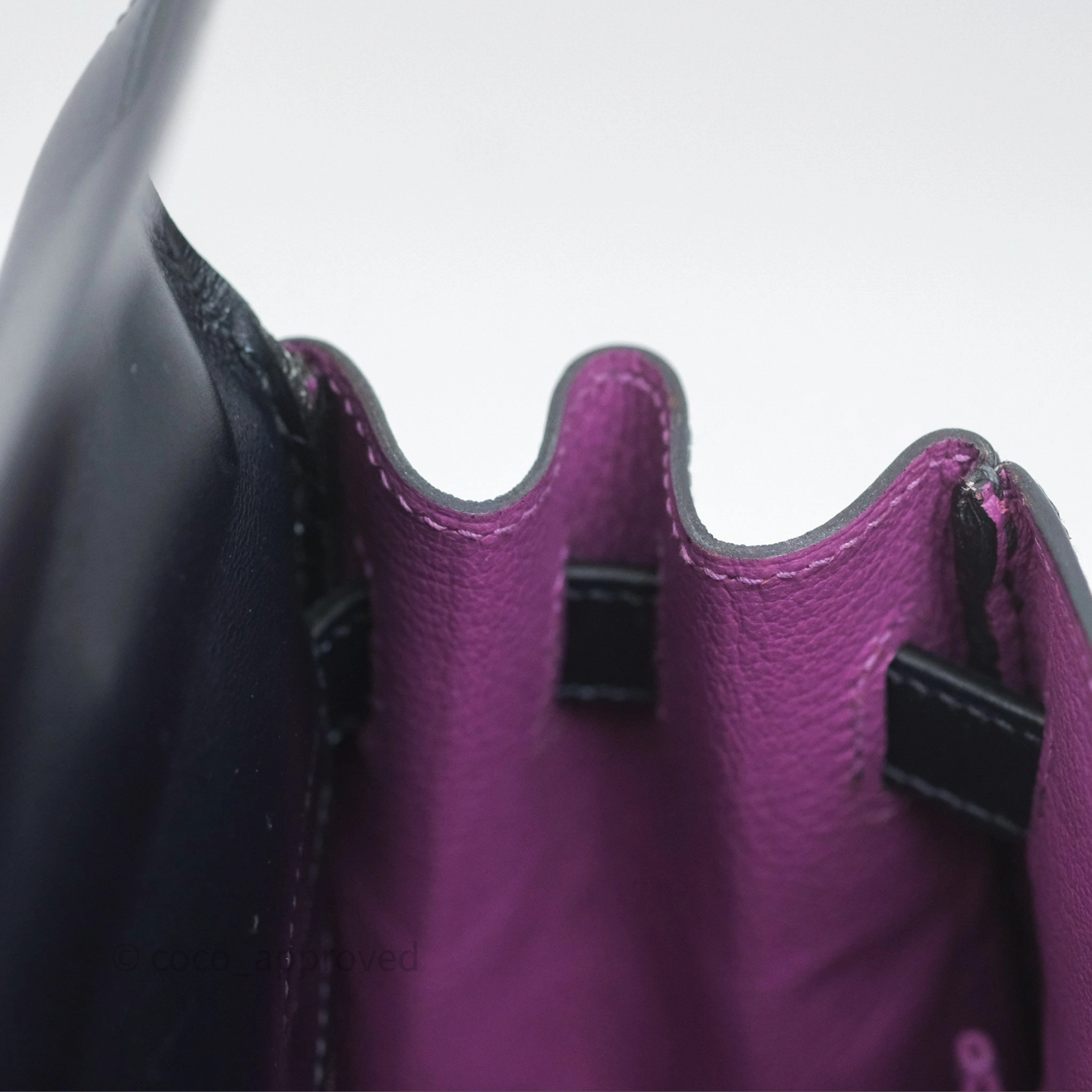 Herms Vintage Kelly 32 Retourn Navy/Purple Box Leather Palladium Hardware