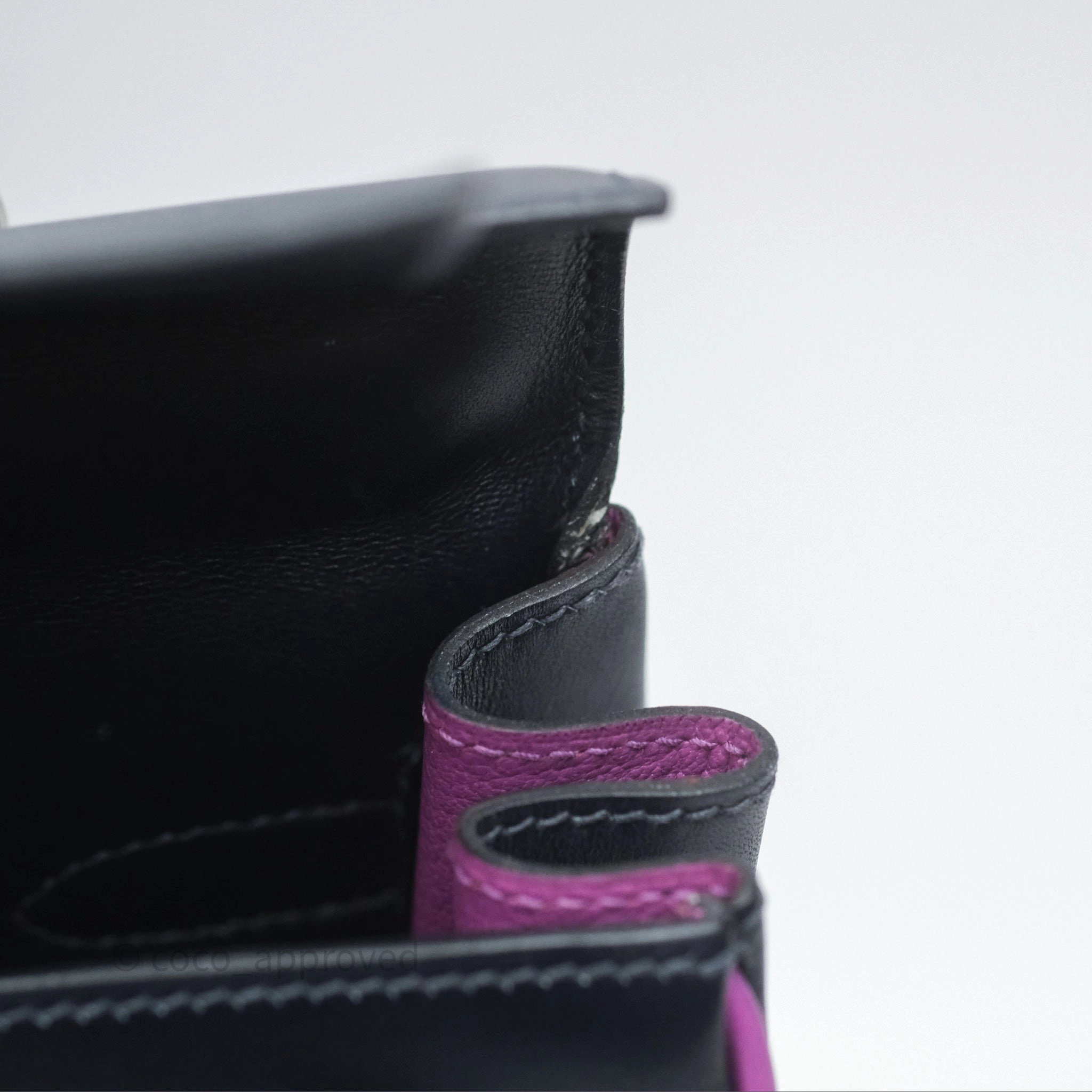 Herms Vintage Kelly 32 Retourn Navy/Purple Box Leather Palladium Hardware