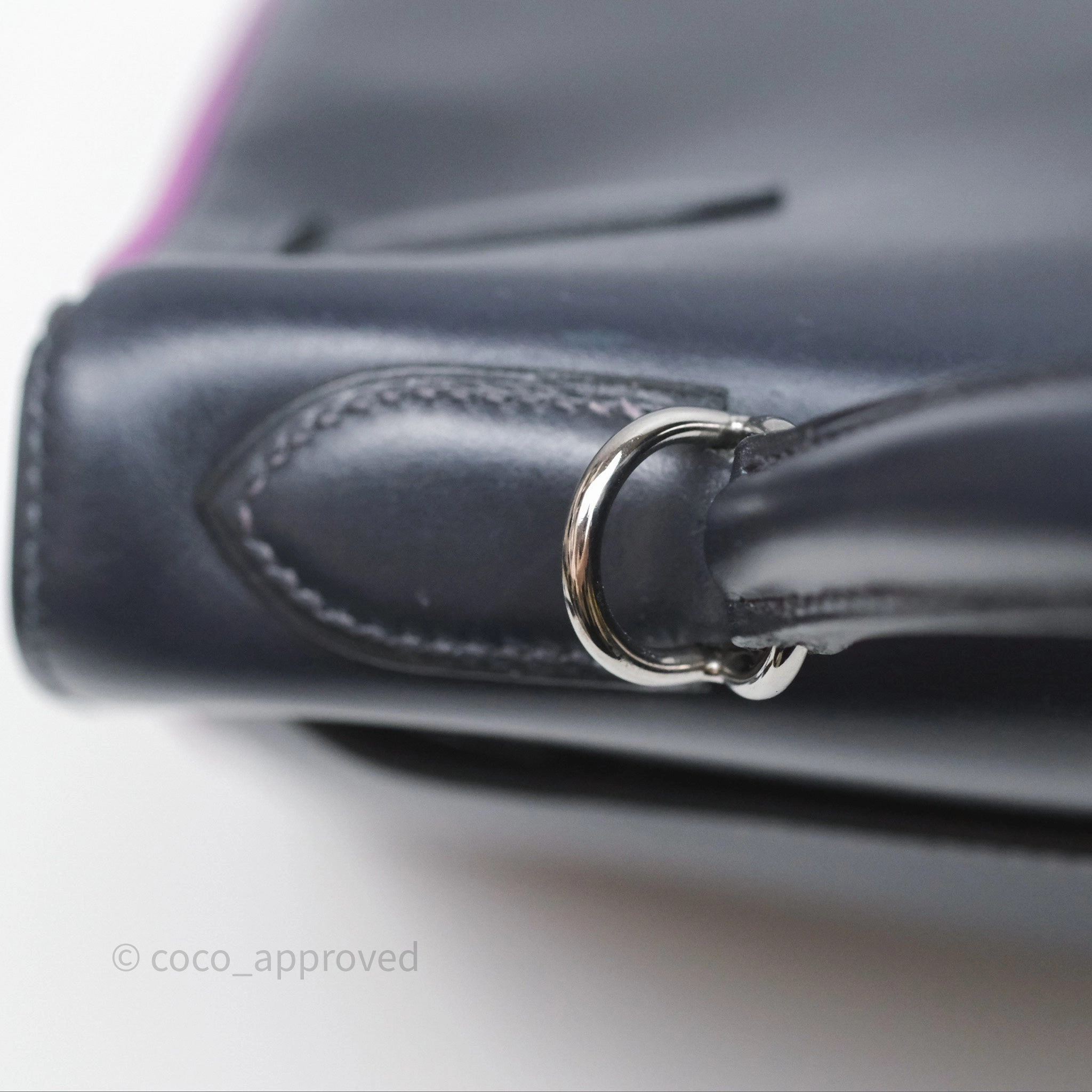 Herms Vintage Kelly 32 Retourn Navy/Purple Box Leather Palladium Hardware