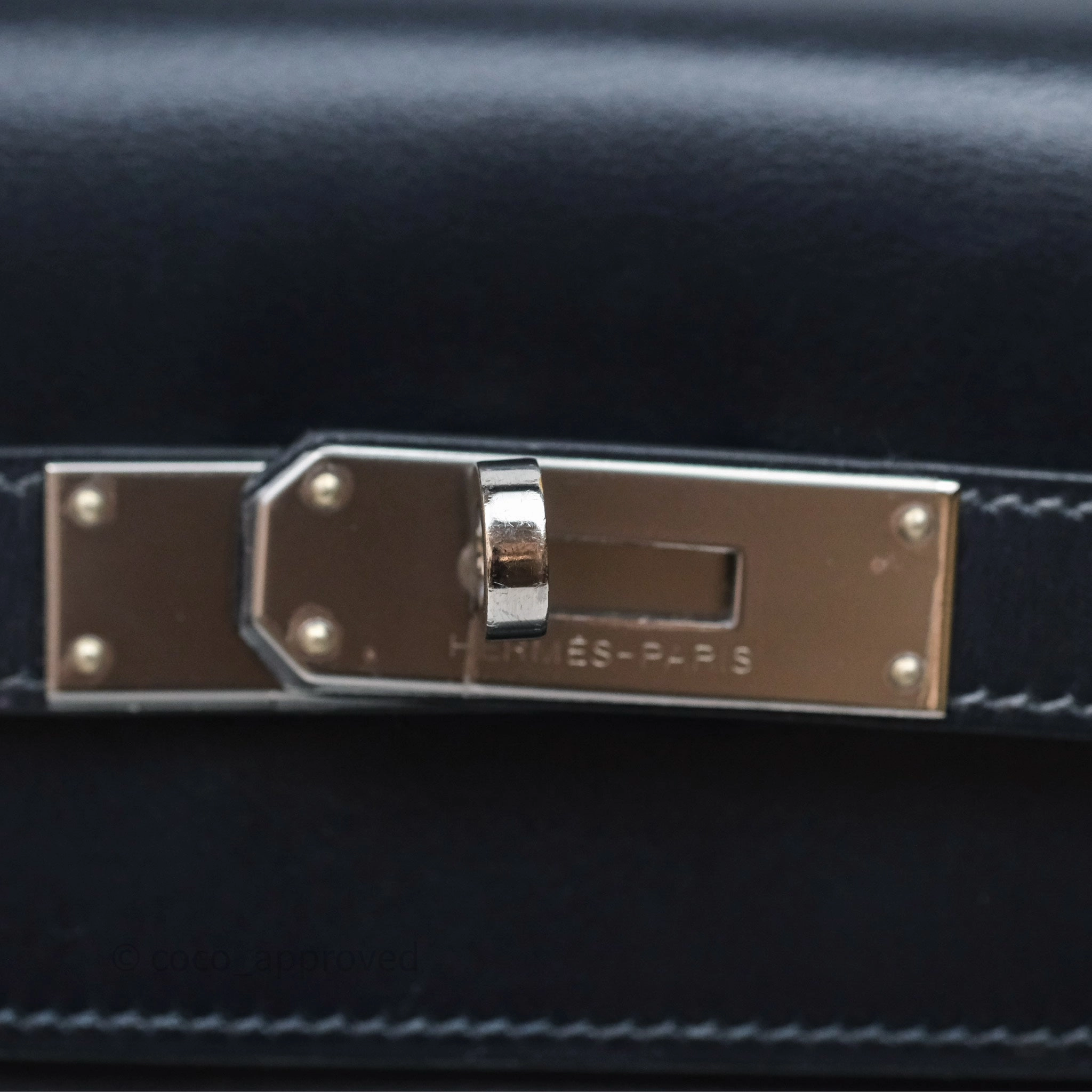 Herms Vintage Kelly 32 Retourn Navy/Purple Box Leather Palladium Hardware
