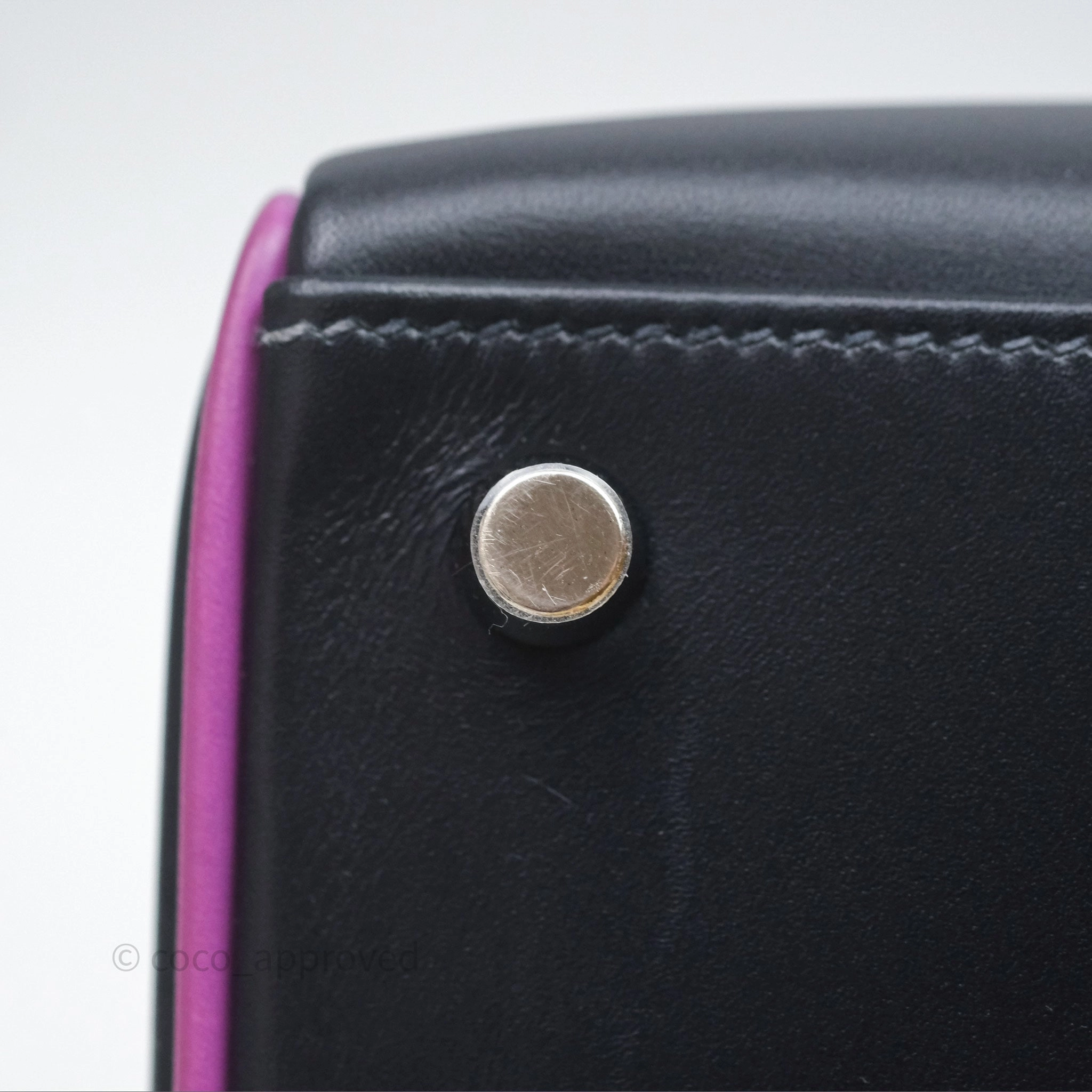 Herms Vintage Kelly 32 Retourn Navy/Purple Box Leather Palladium Hardware