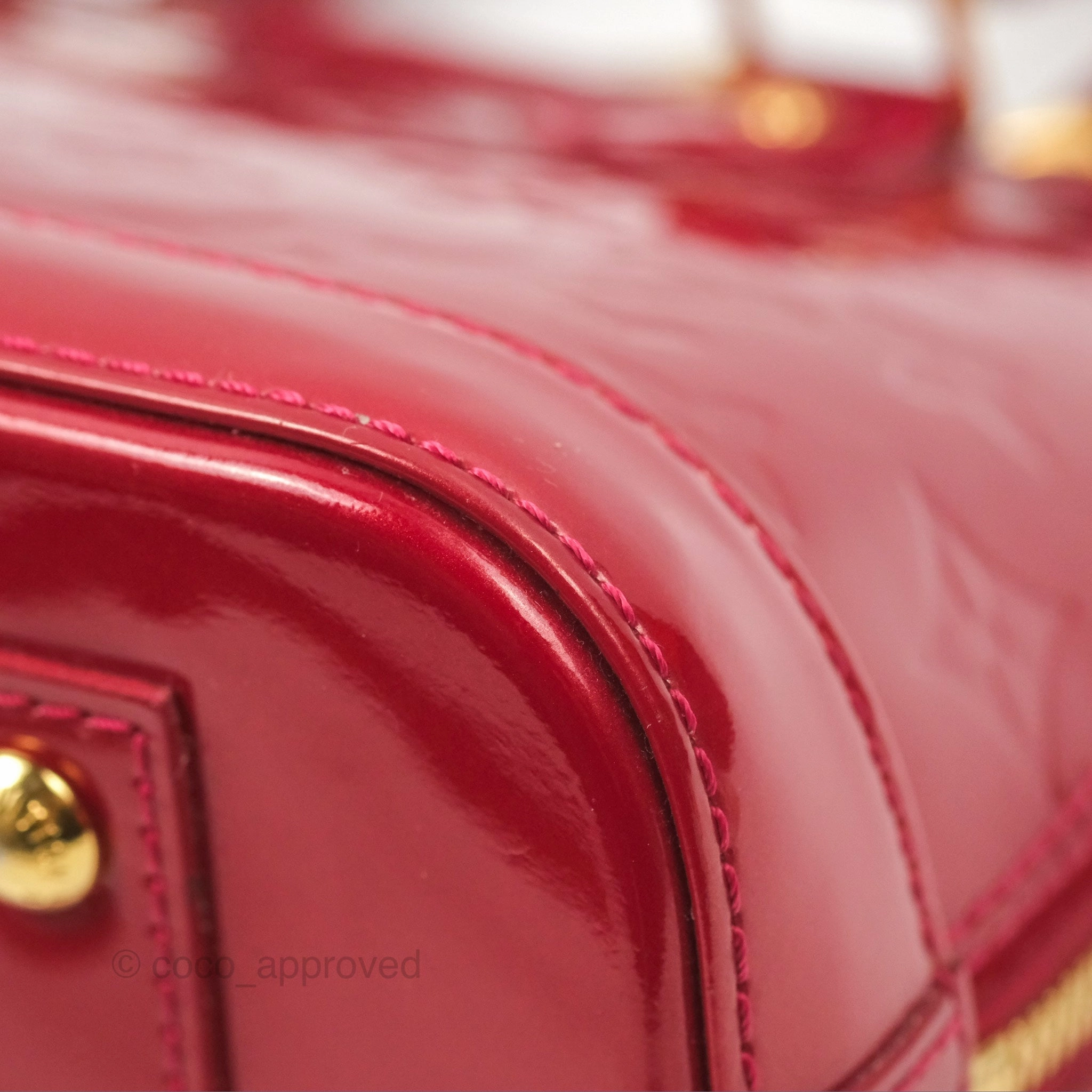 Louis Vuitton Alma BB Red Patent Gold Hardware
