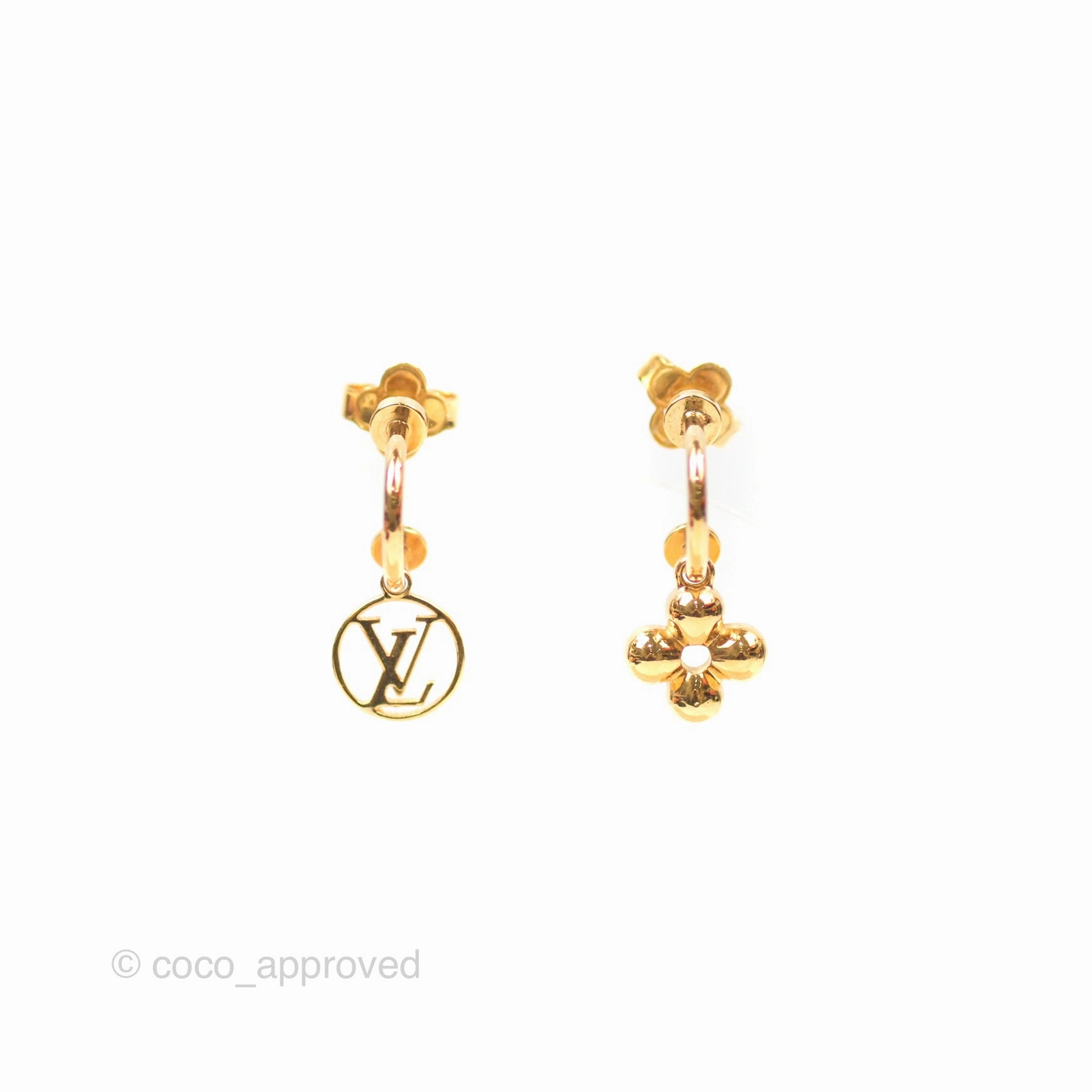 Louis Vuitton Blooming Earrings Gold Tone