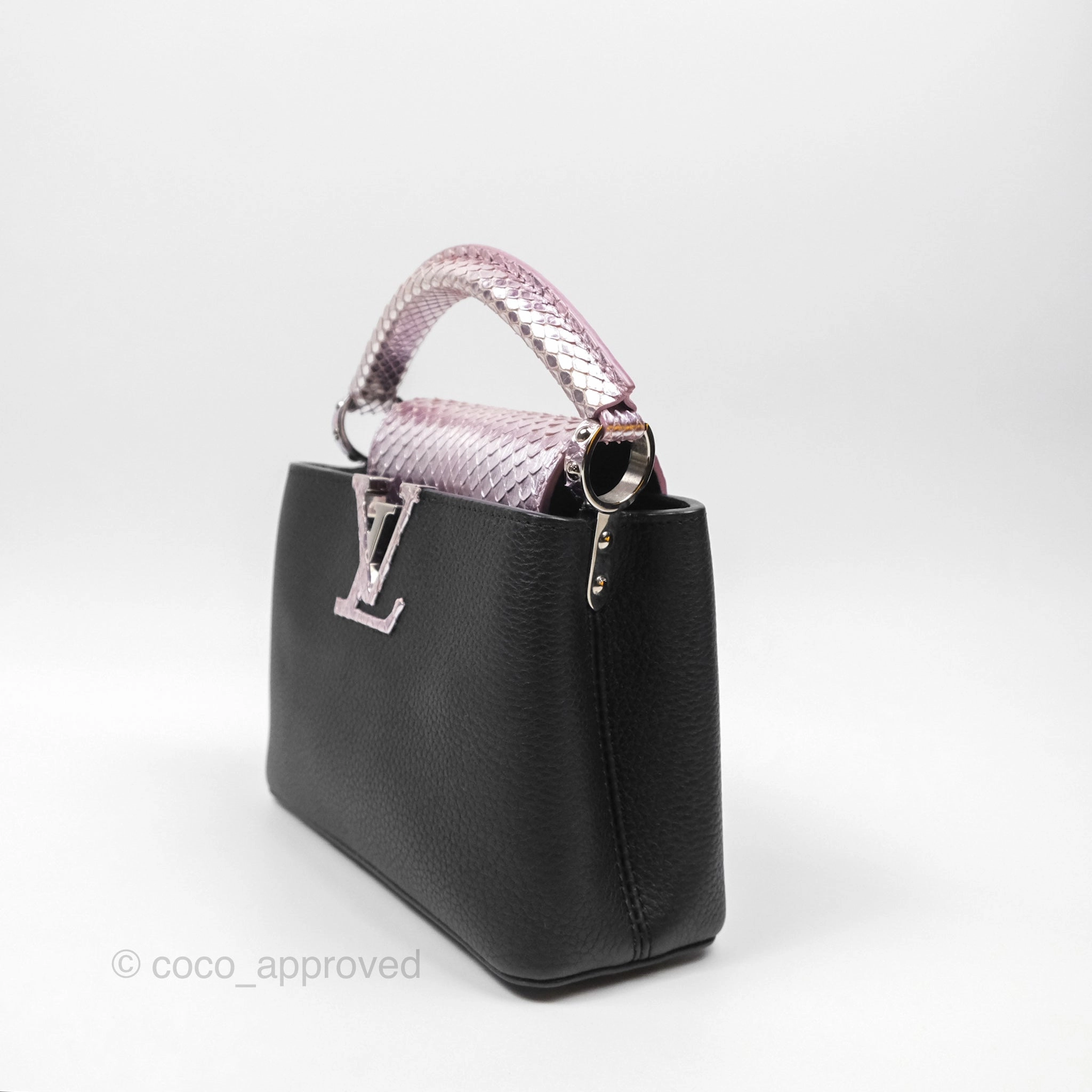 Louis Vuitton Capucines Mini Black in Taurillon Leather and Shiny Python leather