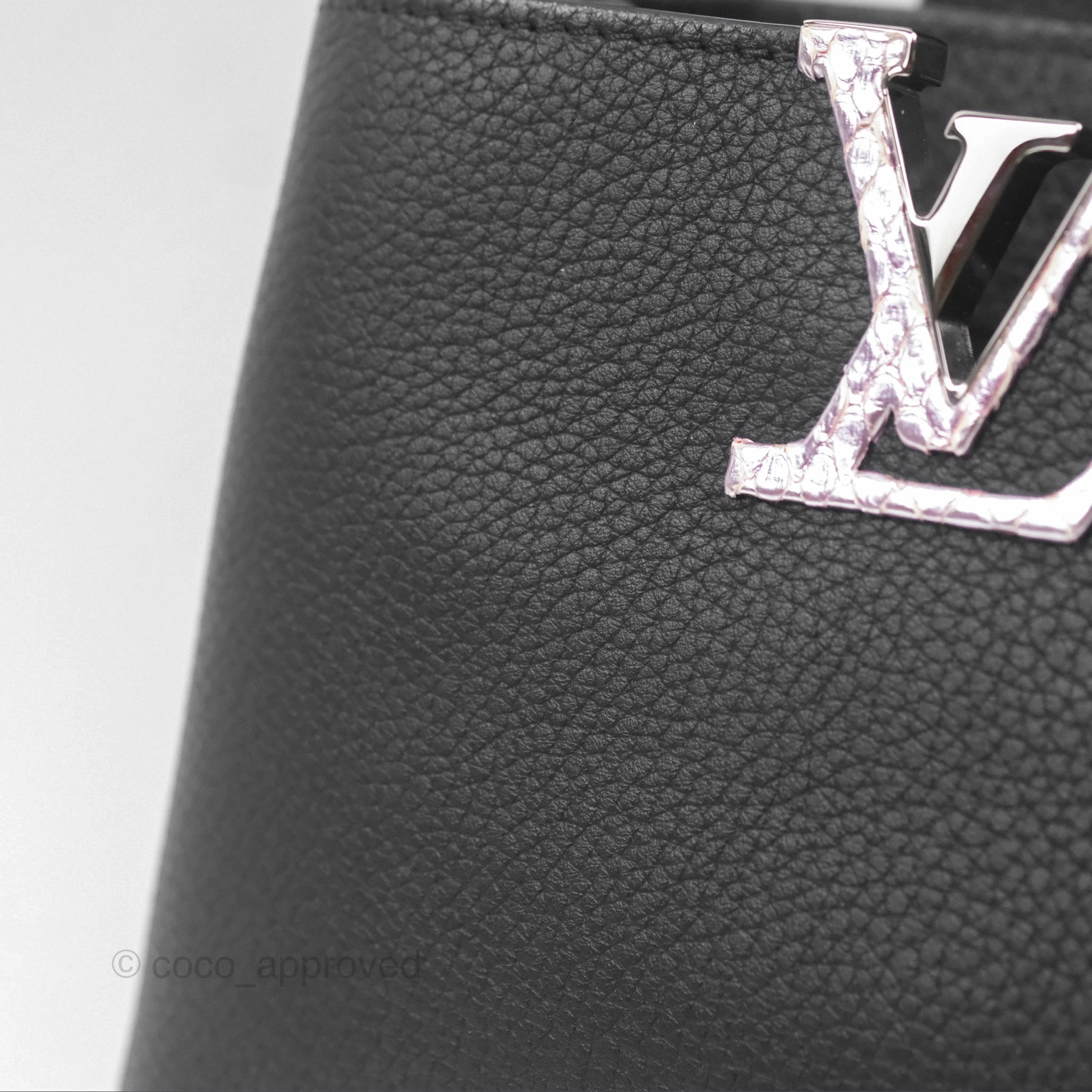Louis Vuitton Capucines Mini Black in Taurillon Leather and Shiny Python leather
