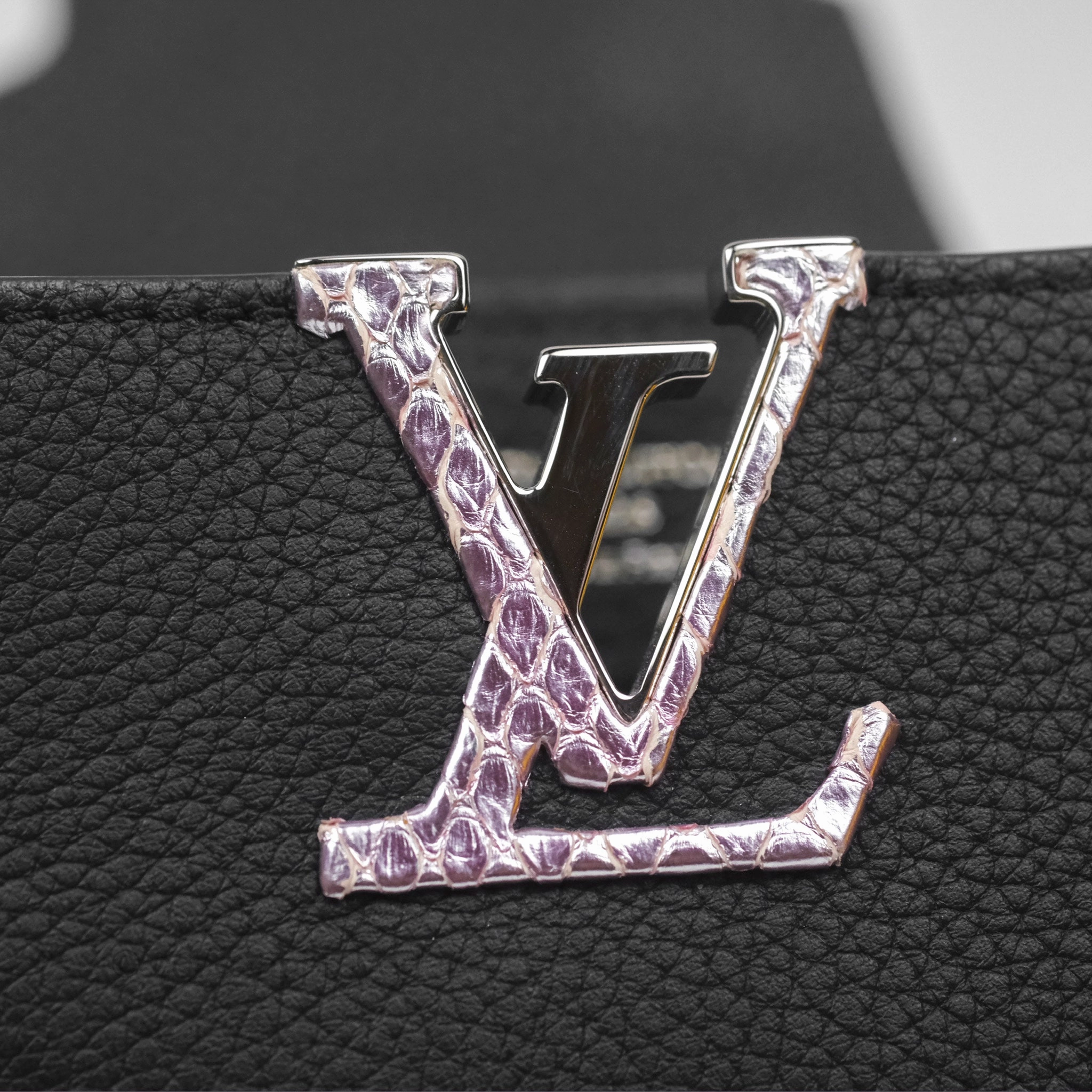 Louis Vuitton Capucines Mini Black in Taurillon Leather and Shiny Python leather