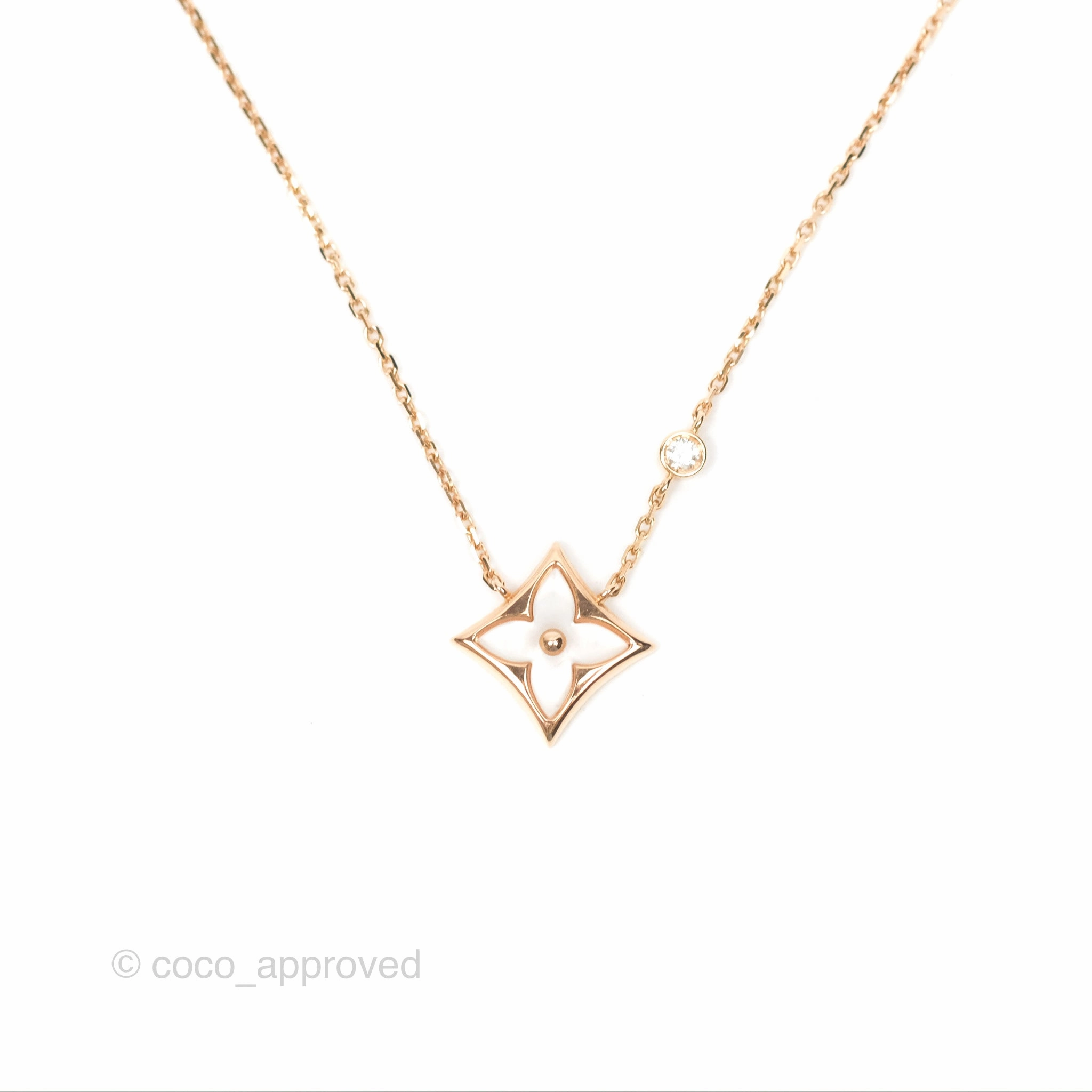 Louis Vuitton Colour Blossom BB Star Pendant Necklace Pink Gold White Mother-of-Pearl & Diamond