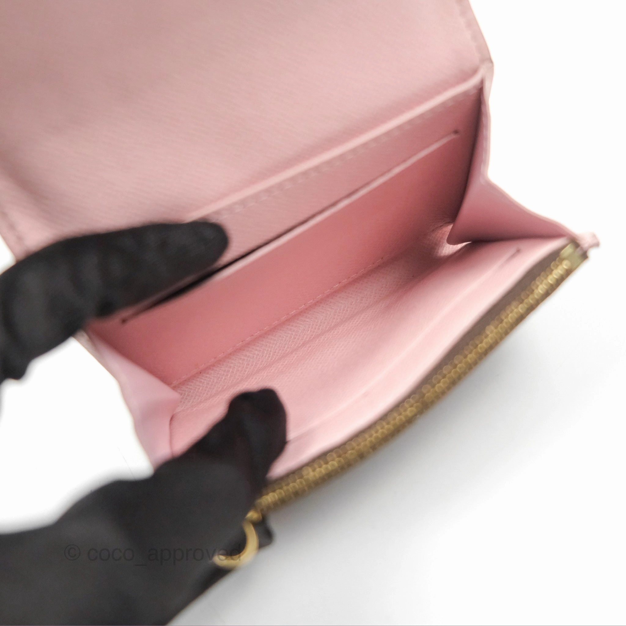 Louis Vuitton Rosalie Coin Purse Damier Ebene Rose Ballerina