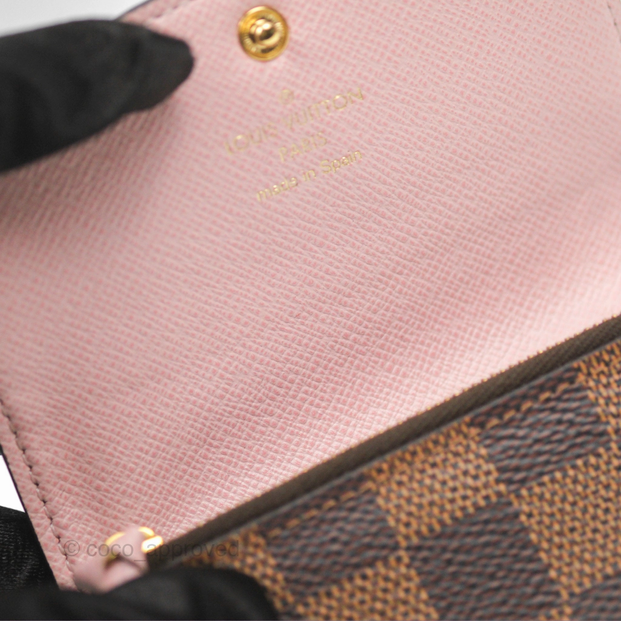 Louis Vuitton Rosalie Coin Purse Damier Ebene Rose Ballerina