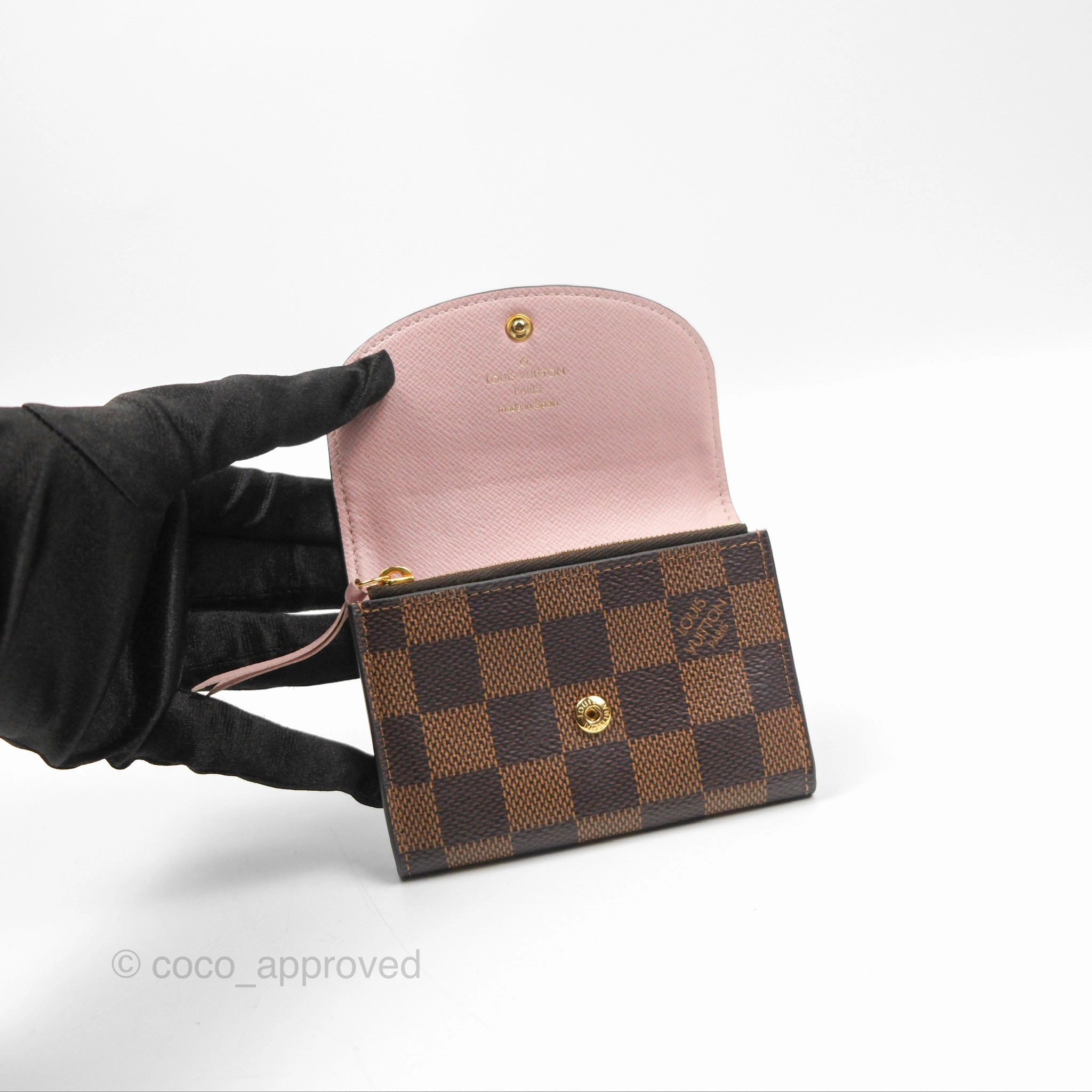 Louis Vuitton Rosalie Coin Purse Damier Ebene Rose Ballerina