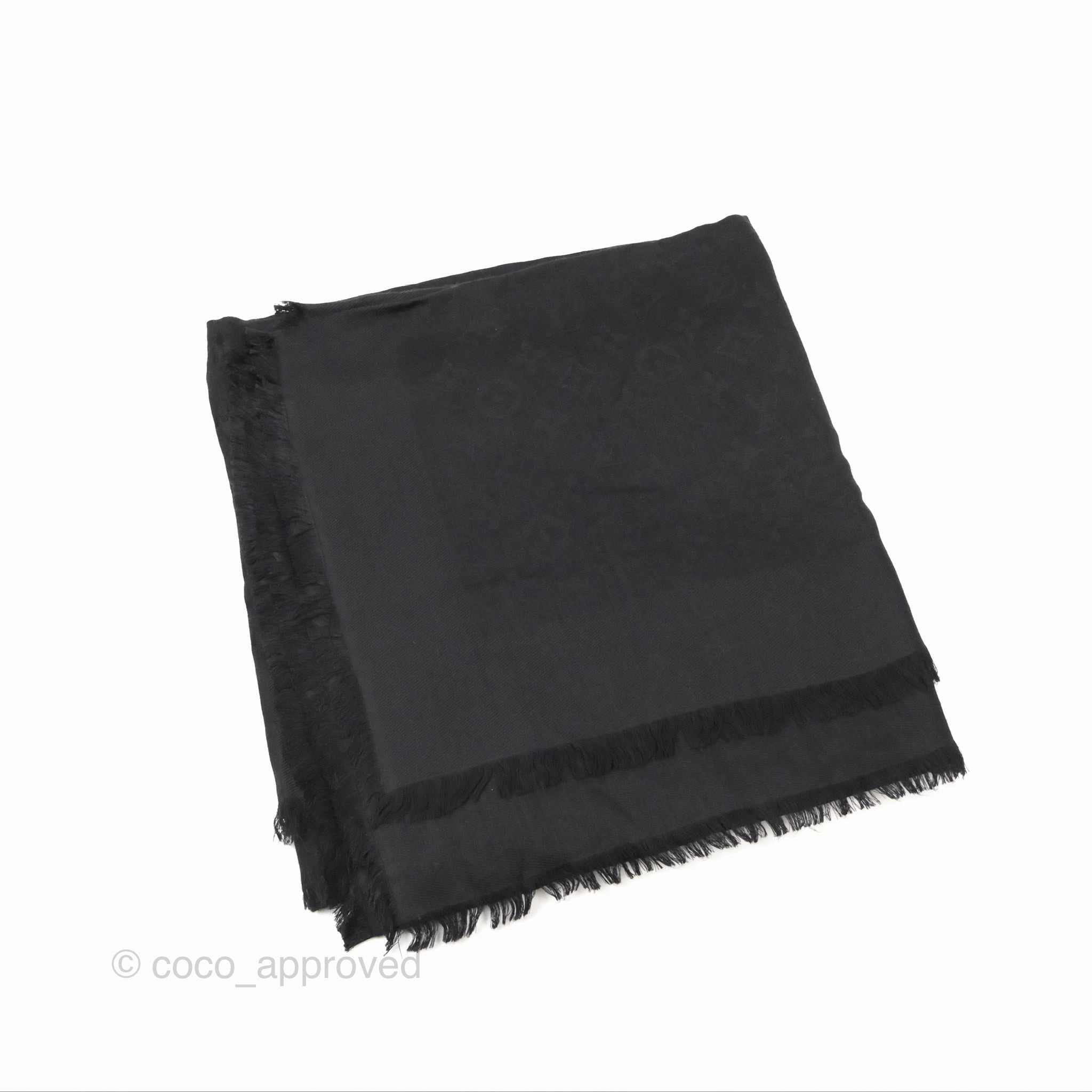 Louis Vuitton Silk Wool Monogram Square Shawl Scarf Anthracite