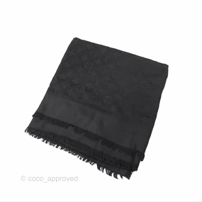Louis Vuitton Silk Wool Monogram Square Shawl Scarf Anthracite